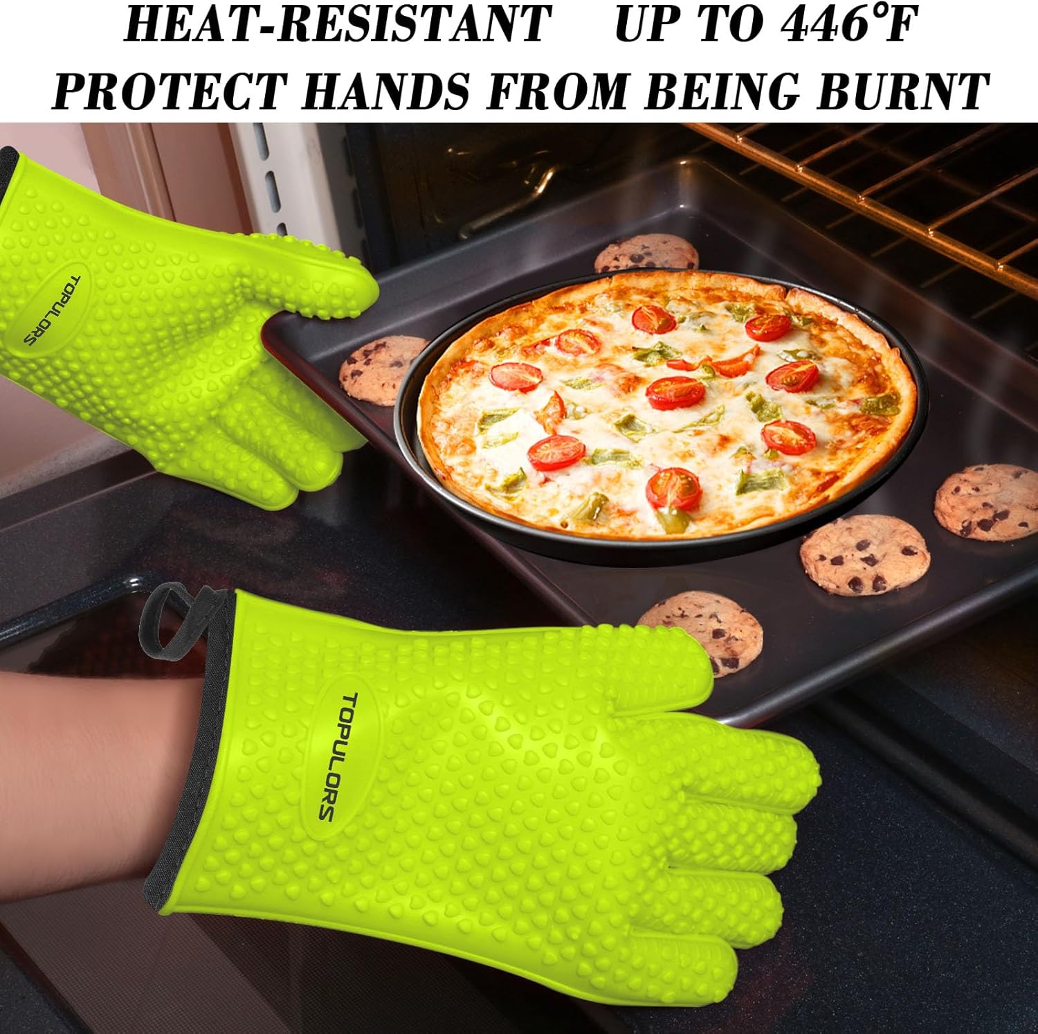 Guantes de silicona para horno, resistentes al calor, guantes de parrilla para ahumar barbacoa, mango de comida caliente, guantes de cerdo extraídos