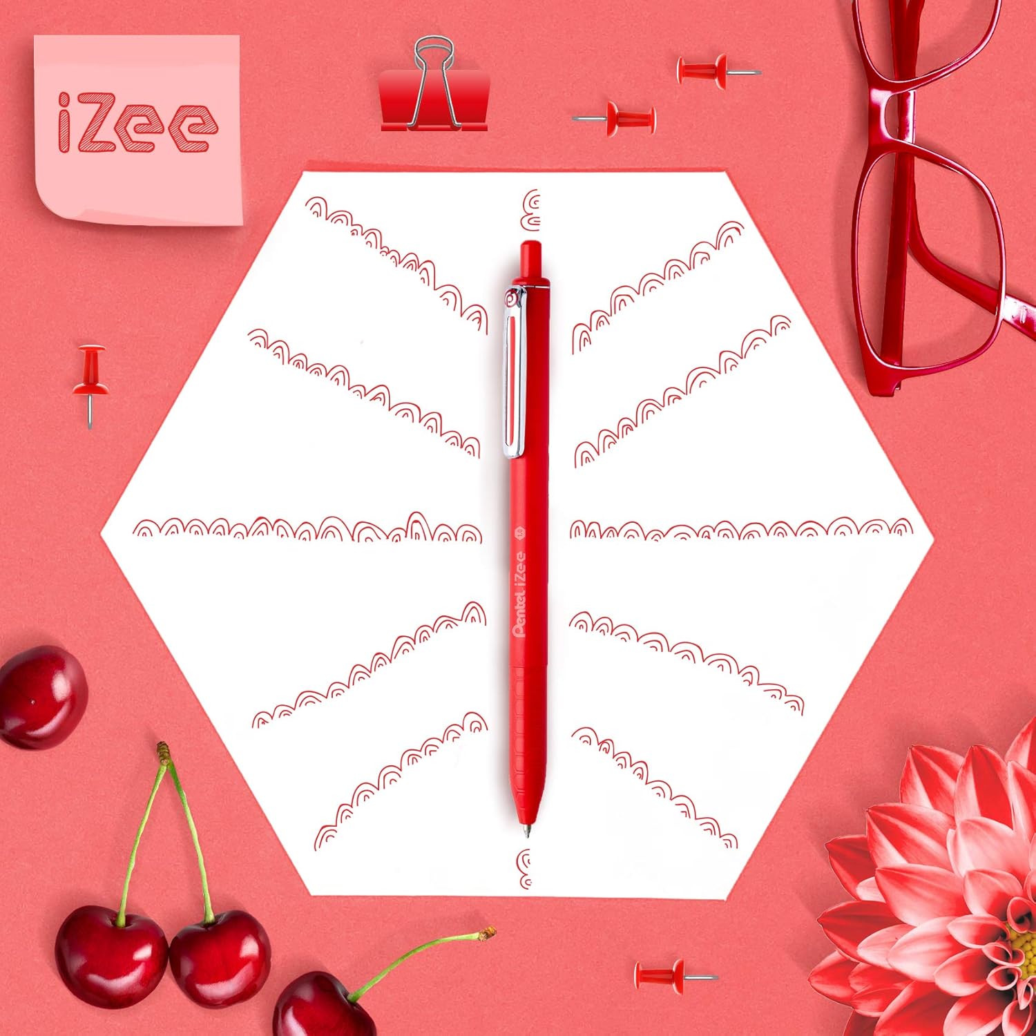 Pentel iZee Bolígrafo BX470 – Boli Retráctil con Cuerpo Mate y Clip Metálico, de Uso Muy Cómodo para Escritura Suave, Perfecto para Colegios y