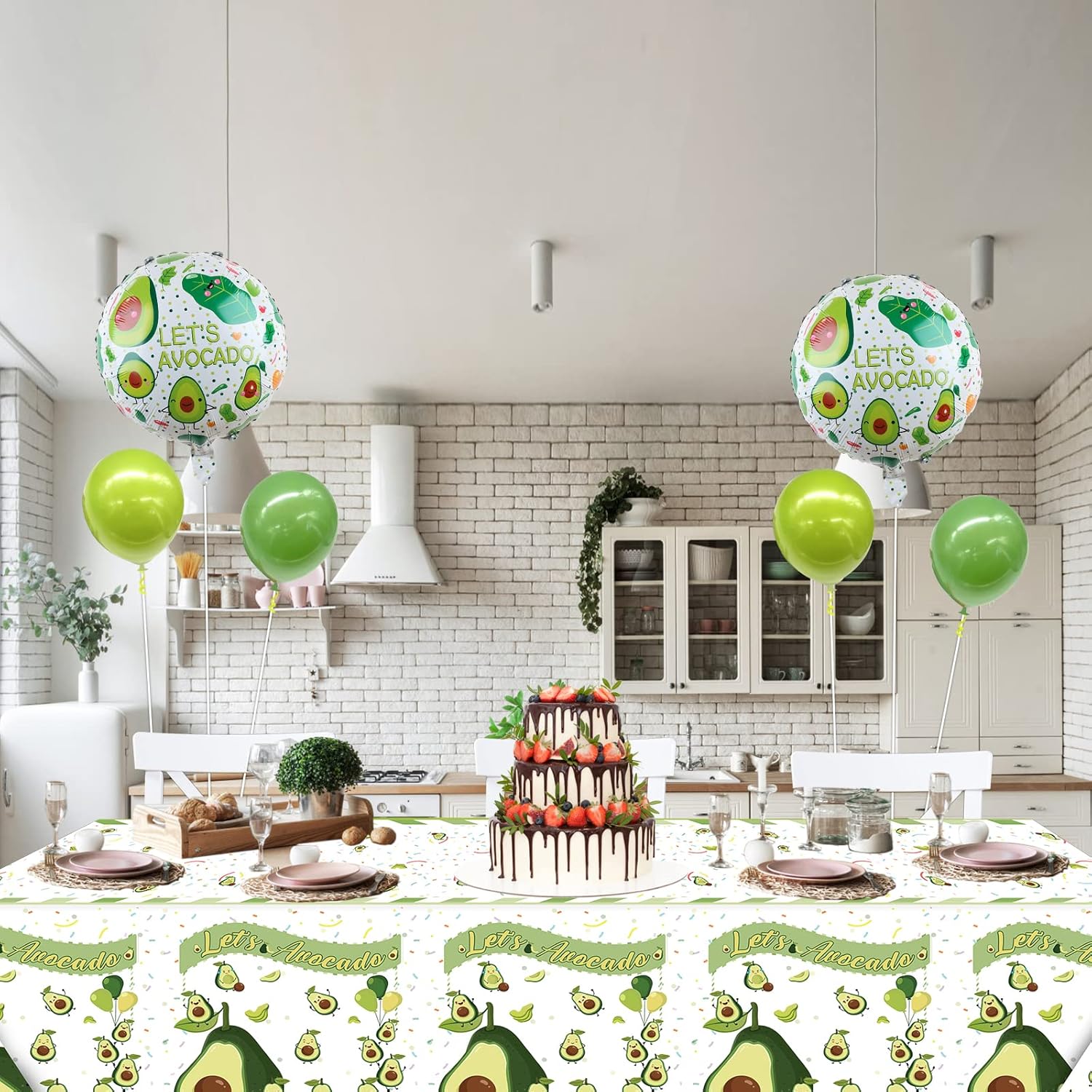 4 manteles de plástico con patrón de aguacate, 51.2 in x 86.6 in, mantel de plástico desechable para fiesta de cumpleaños de niños, baby shower