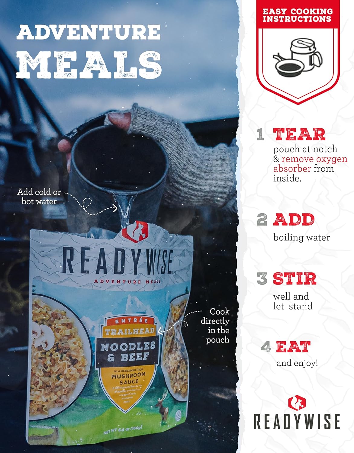 ReadyWise – Multigrano de arándano y coco (6 unidades), alimentos liofilizado para viajes de mochilero y campamentos, 15 porciones, producto vegano