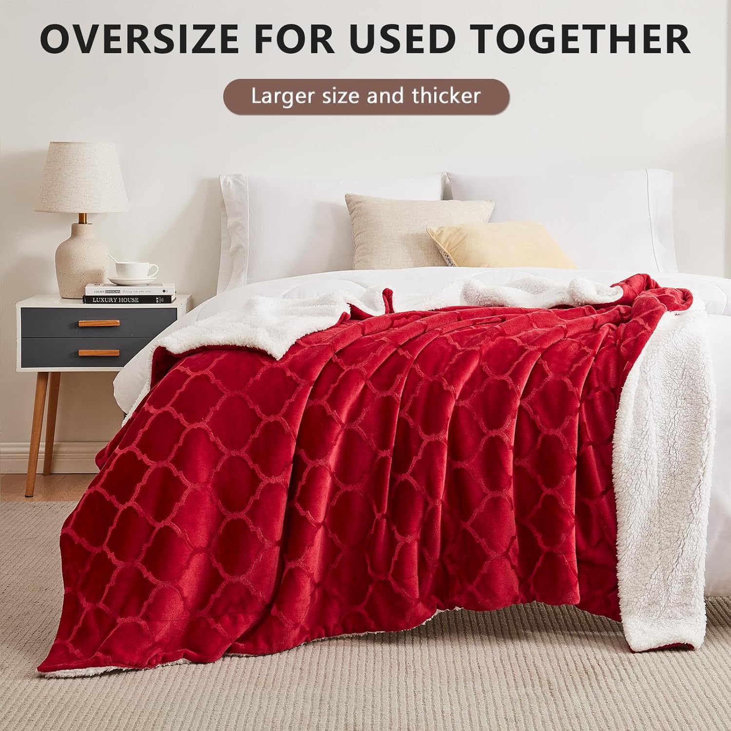L’AGRATY Manta Sherpa  Manta de felpa para cama  Manta suave y mullida de 50 x 60 pulgadas  Manta cálida y esponjosa para silla y sofá  Manta de