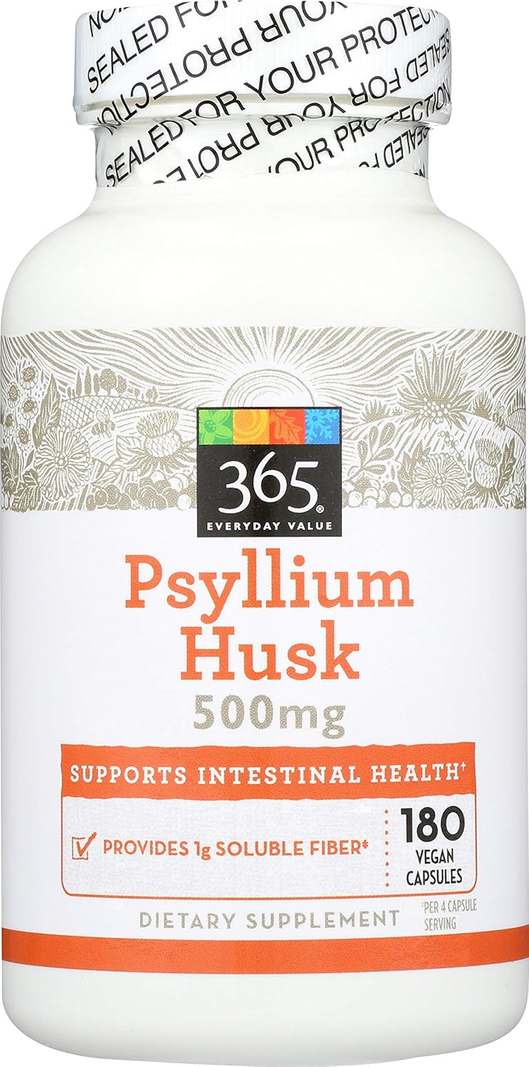 365 Everyday Value, cáscaras de psyllium 500 mg, 180 unidades (el embalaje puede variar)