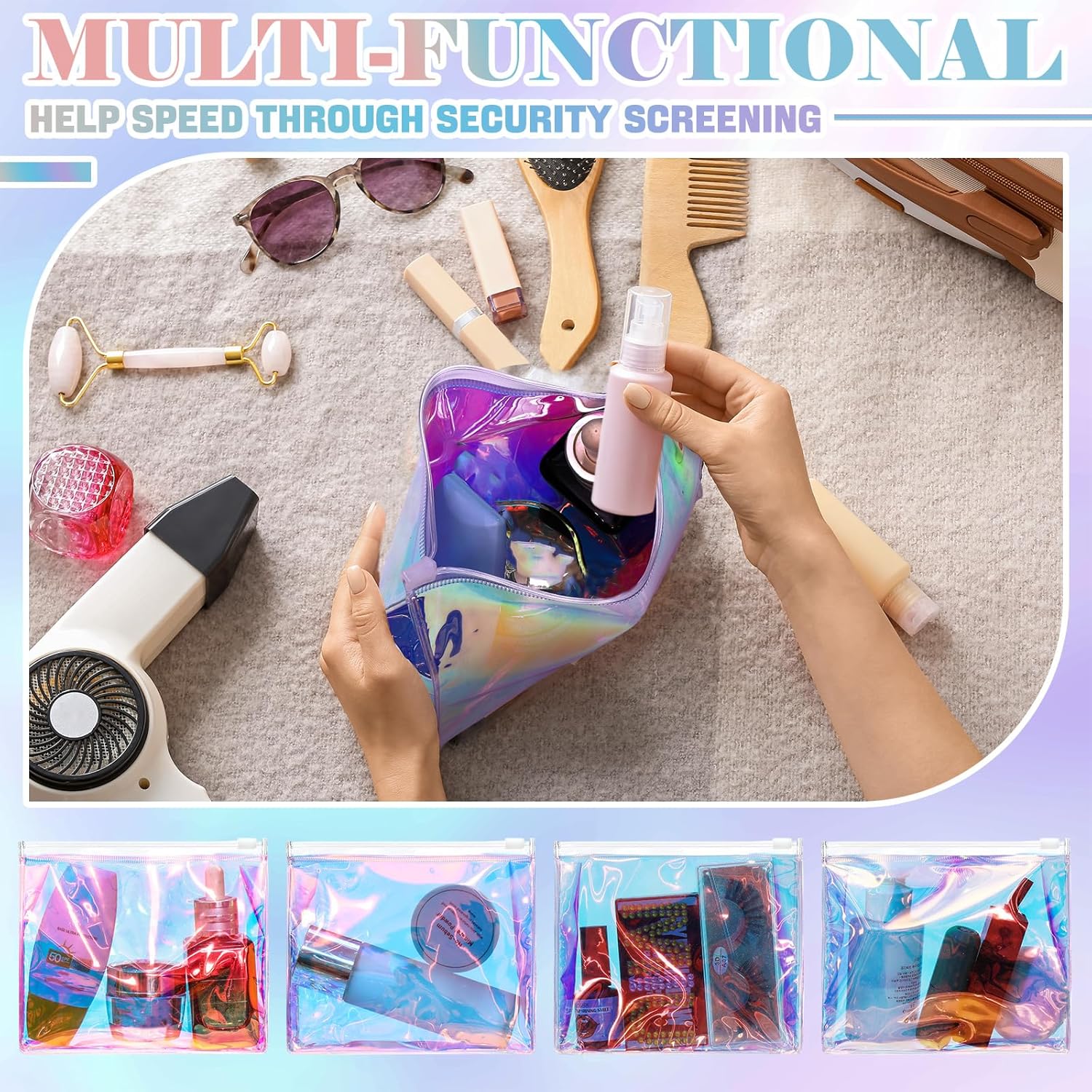 Xuniea 50 bolsas de maquillaje transparentes pequeñas de PVC, bolsa organizadora de cosméticos de plástico con cremallera para mujeres y hombres,