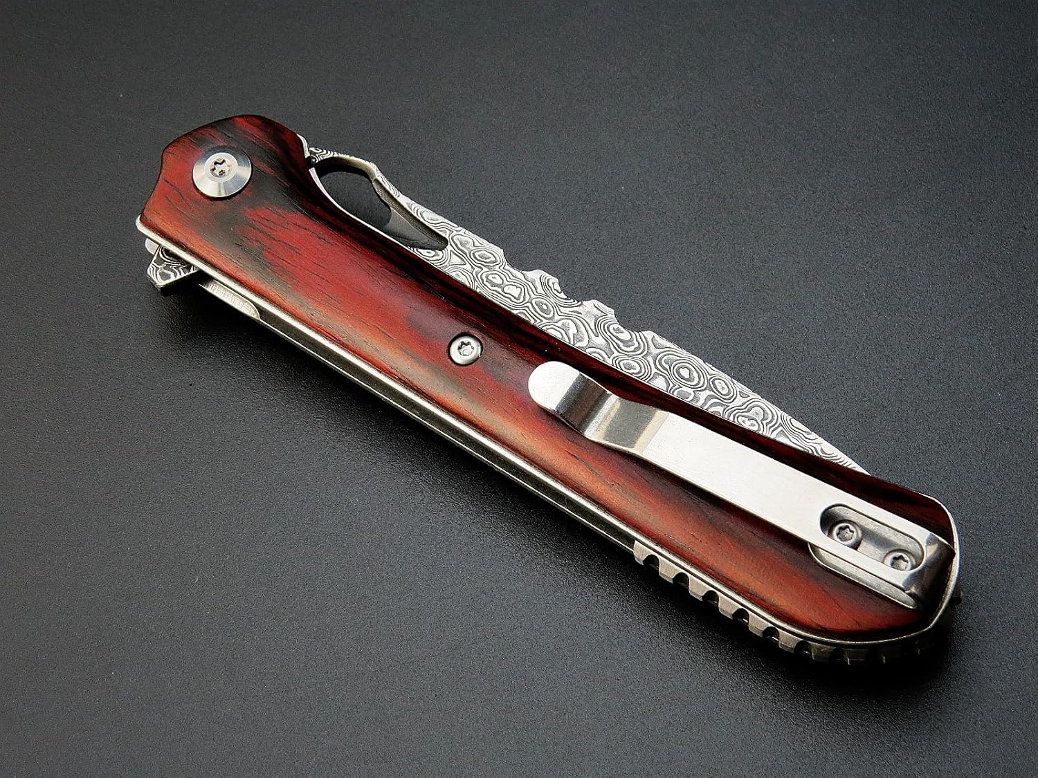 Sitivien ST222 Cuchillo plegable de acero Damasco, hoja de núcleo VG10+mango Dalbergia EDC herramienta cuchillo para exteriores, camping, caza,