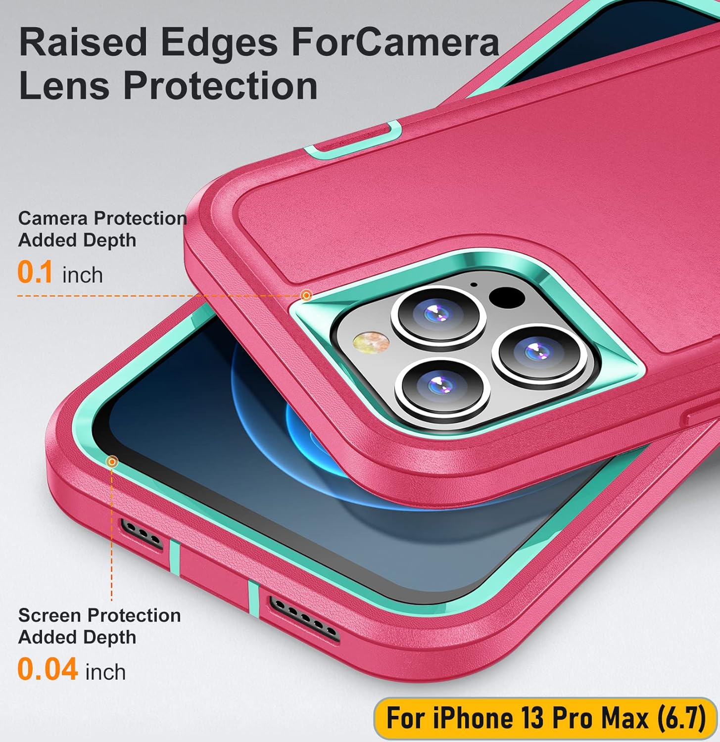 ymxdmd La funda está especialmente diseñada para iPhone 13 Pro Max de 6.7 pulgadas, protección de cuerpo completo, resistente a los golpes, goma de