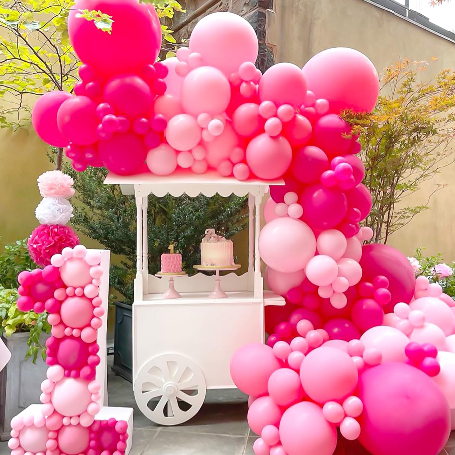 RUBFAC Globos de color rosa intenso, 50 globos magenta de 12 pulgadas y cinta, globos de látex grueso rosa oscuro para el día de San Valentín,