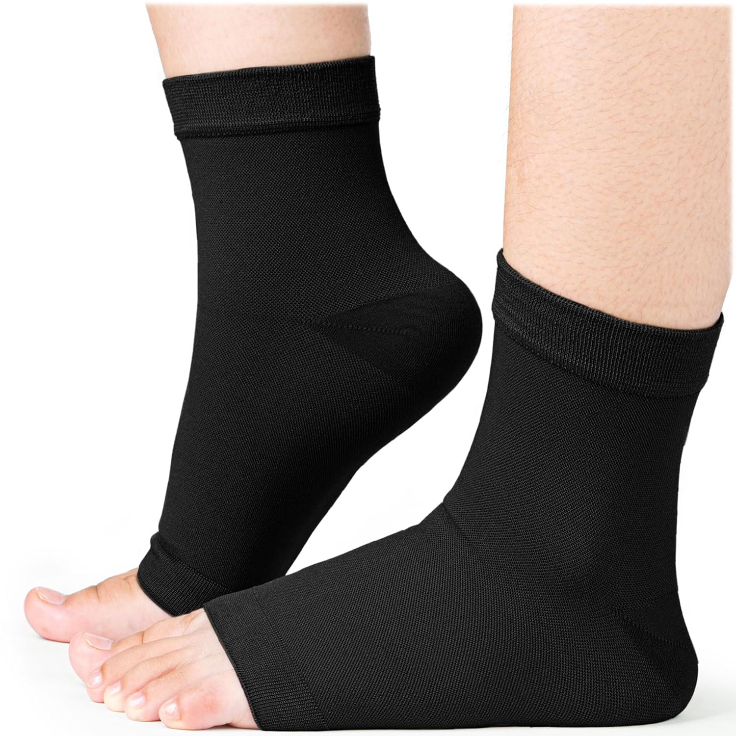 Calcetines de compresión de tobillo (XXL, negro), tobillera eficaz con compresión de 20-30 mmHg para aliviar el dolor de pies, manga de soporte de