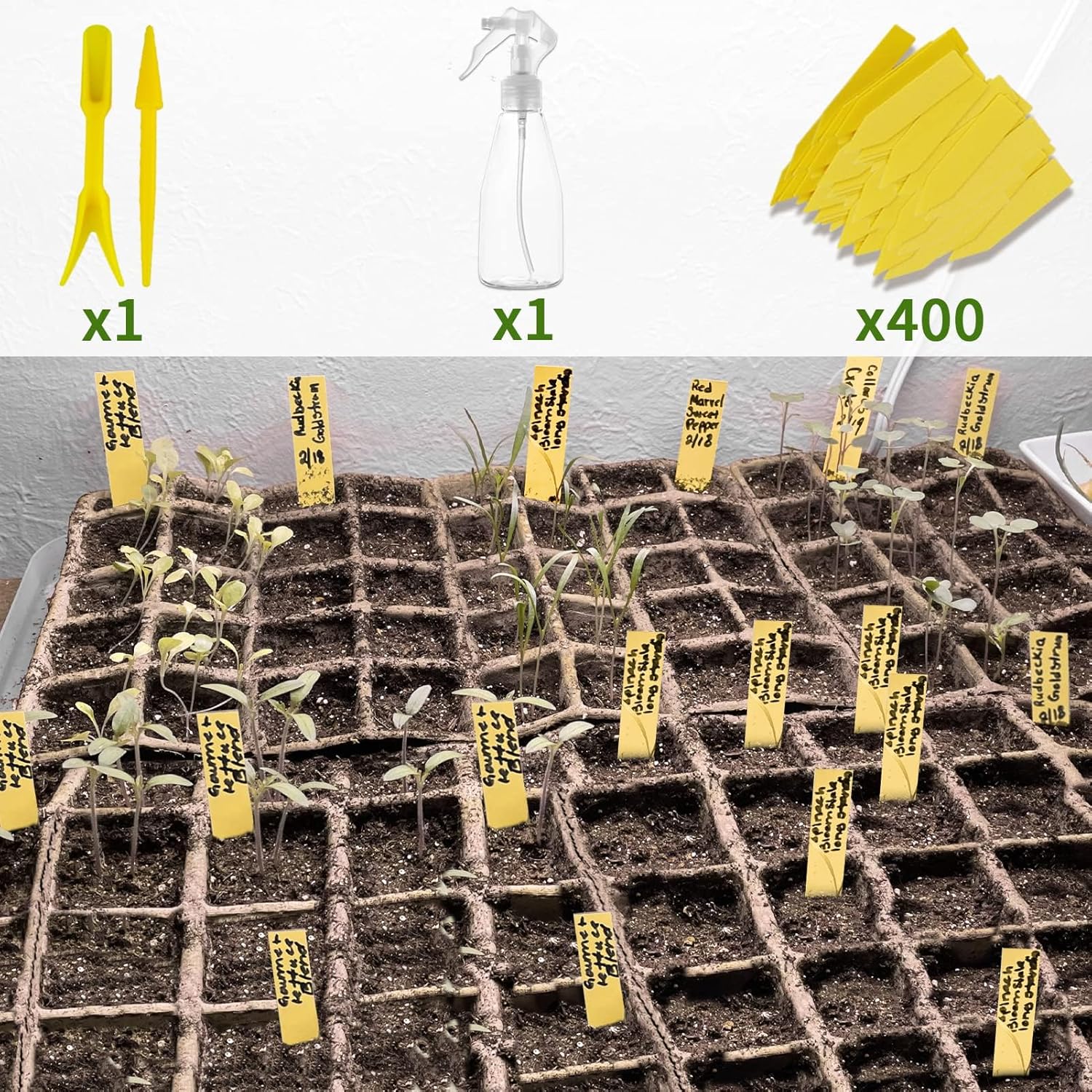 SYITCUN Bandeja de inicio de semillas de 480 células, paquete de 40 unidades para plantar semillas, macetas de turba biodegradables, kit de