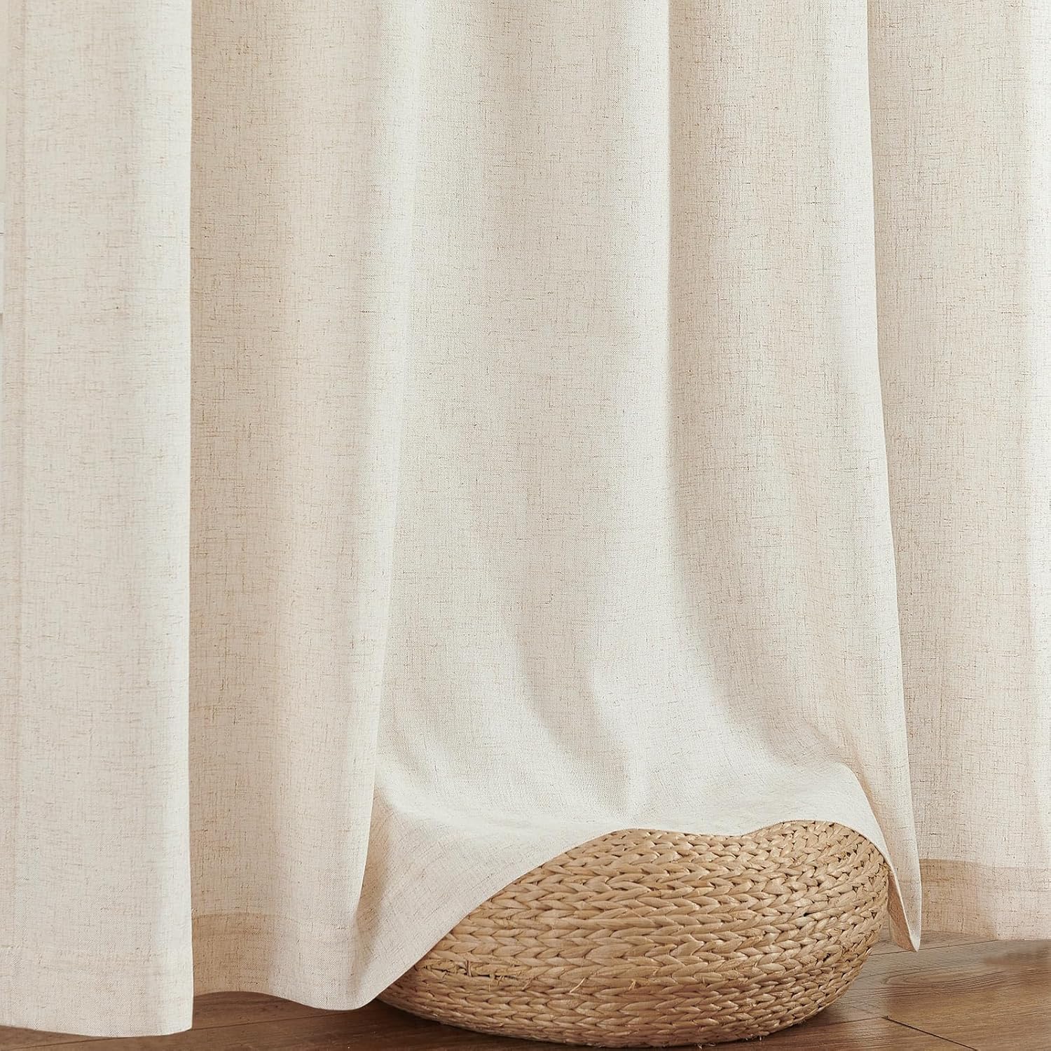 jinchan Cortinas de lino suave, cortinas beige de 96 pulgadas de largo, cortinas de granja filtrantes de luz crema para sala de estar, dormitorio,