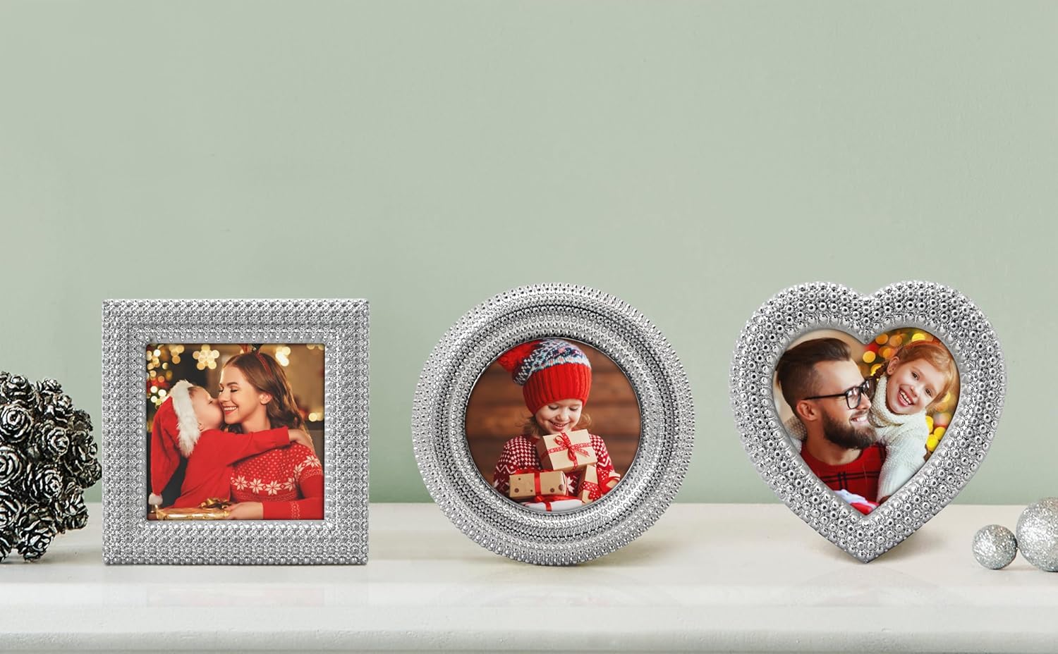 Juego de 3 portarretratos pequeños clásicos de 2.5 x 2.5 pulgadas para mesa, escritorio, marco de fotos, perfecto para decoración del hogar, boda,
