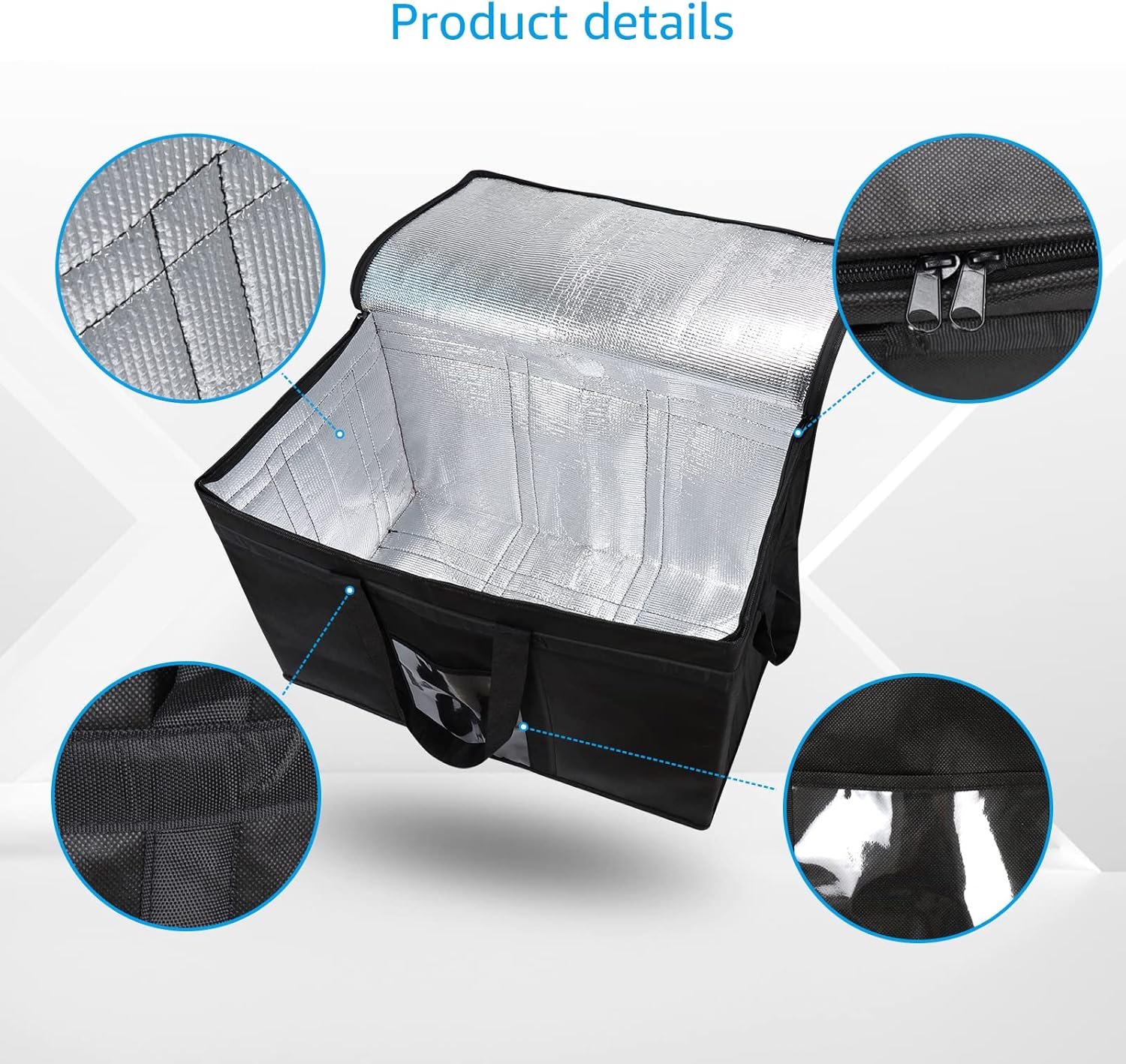 Bolsas enfriadoras grandes aisladas, bolsas reutilizables para alimentos calientes y fríos, plegables de gran capacidad y duraderas, adecuadas para