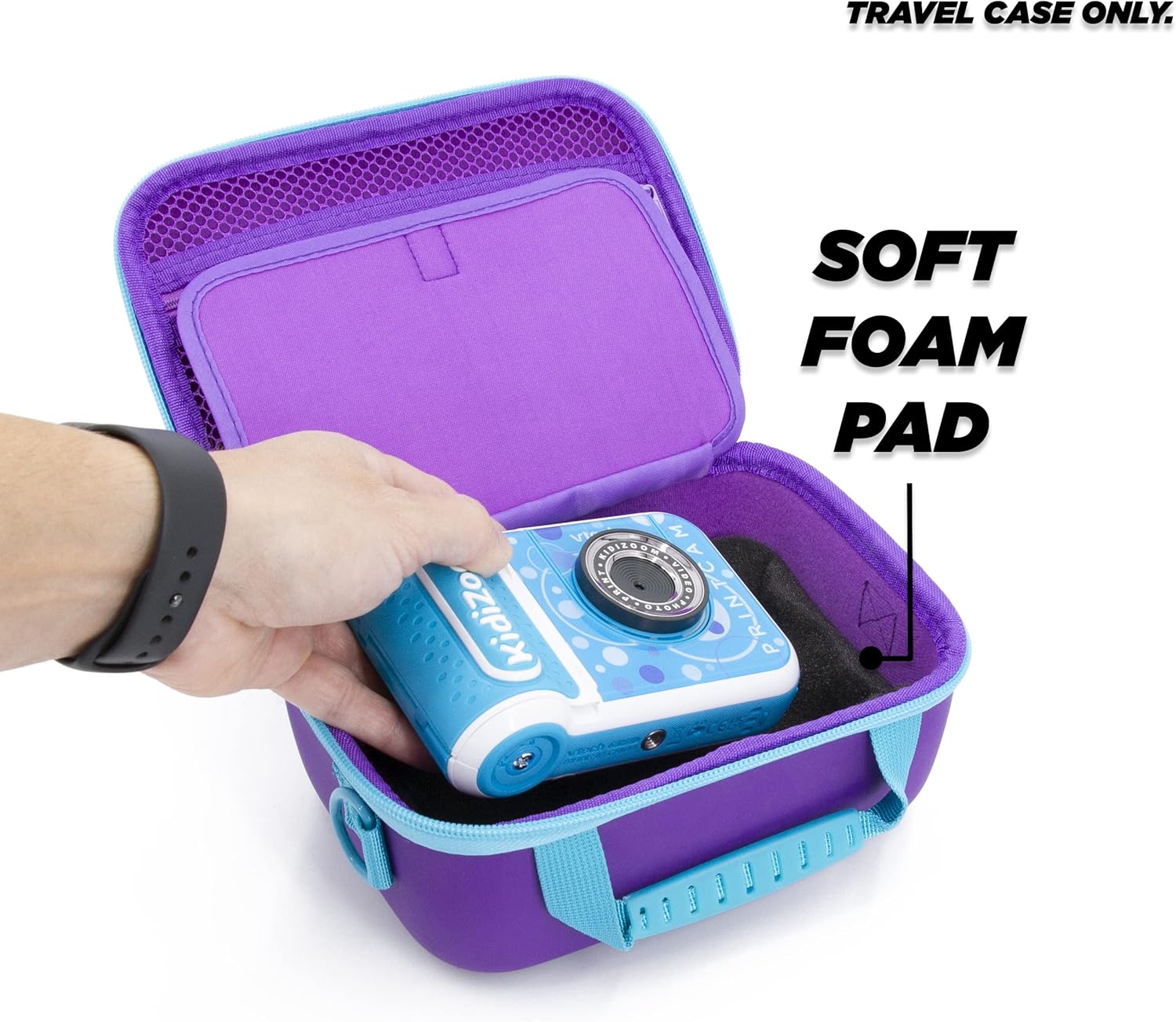 CASEMATIX Funda de viaje para cámara de juguete compatible con KidiZoom PrintCam, recambios de papel y cargador con correa de hombro ajustable,
