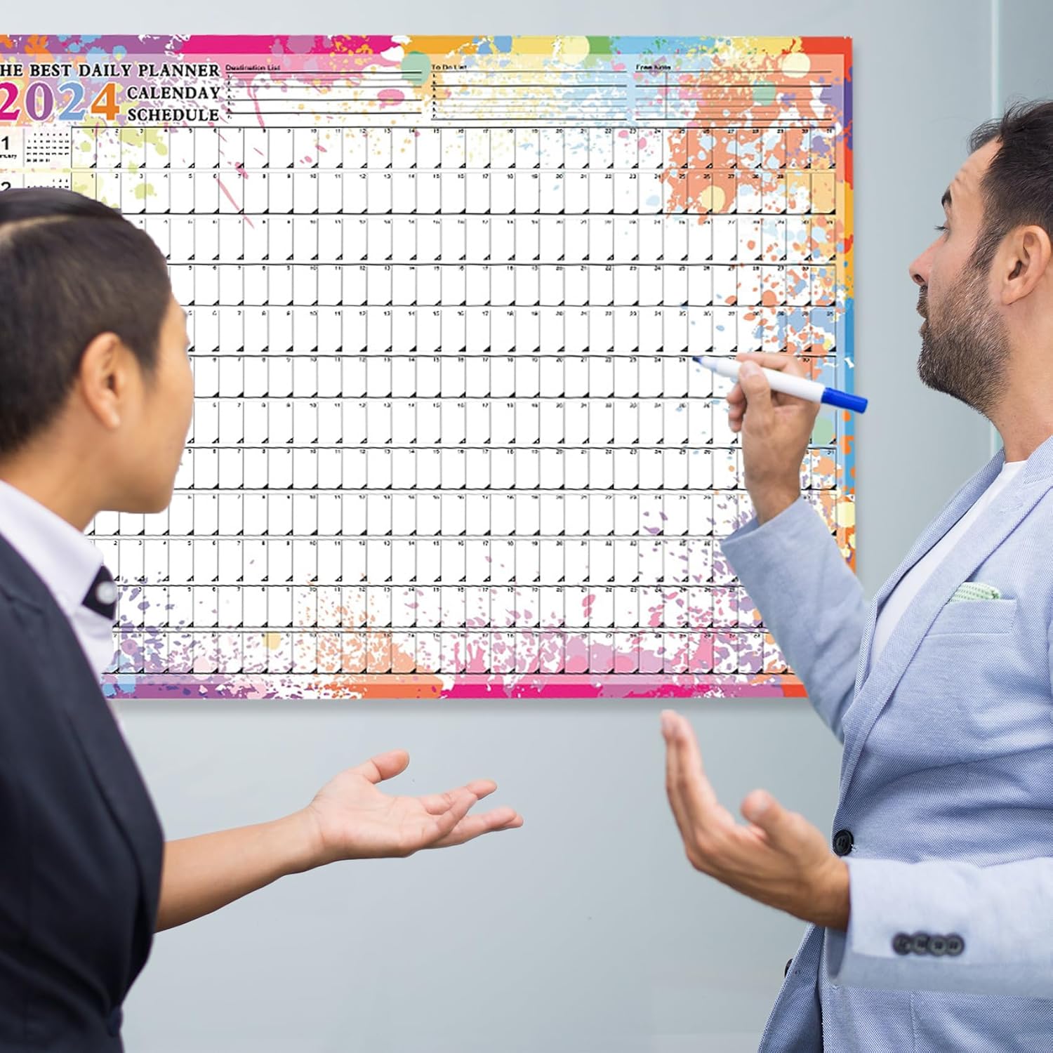 Reofrey Agenda anual 2024, calendario de año completo, una página, 29.2 x 20.7 pulgadas, calendario anual de pared grande durante todo el año,