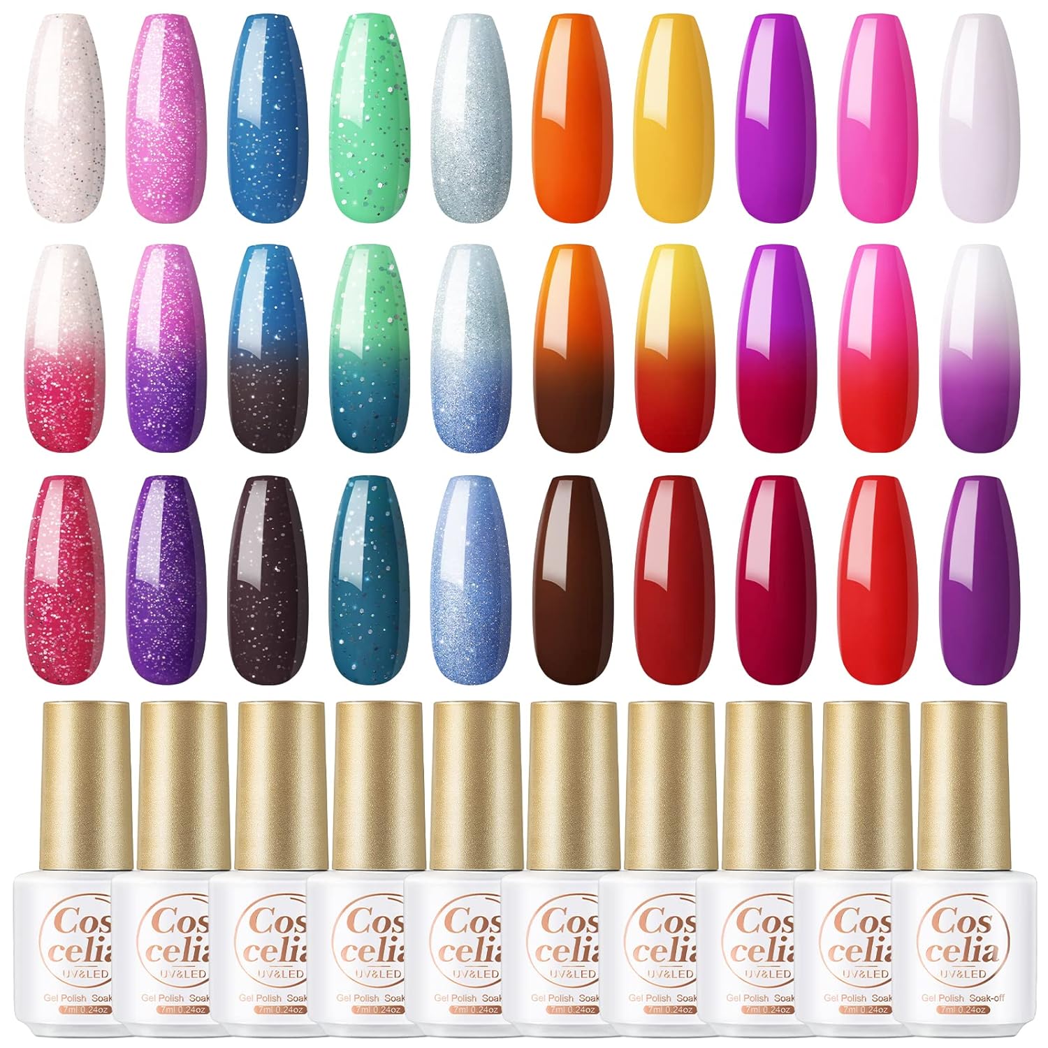 Kit de polvo acrílico con juego de esmalte de uñas de gel que cambia de color, polvos acrílicos y monómero líquido con purpurina, kit de arte de