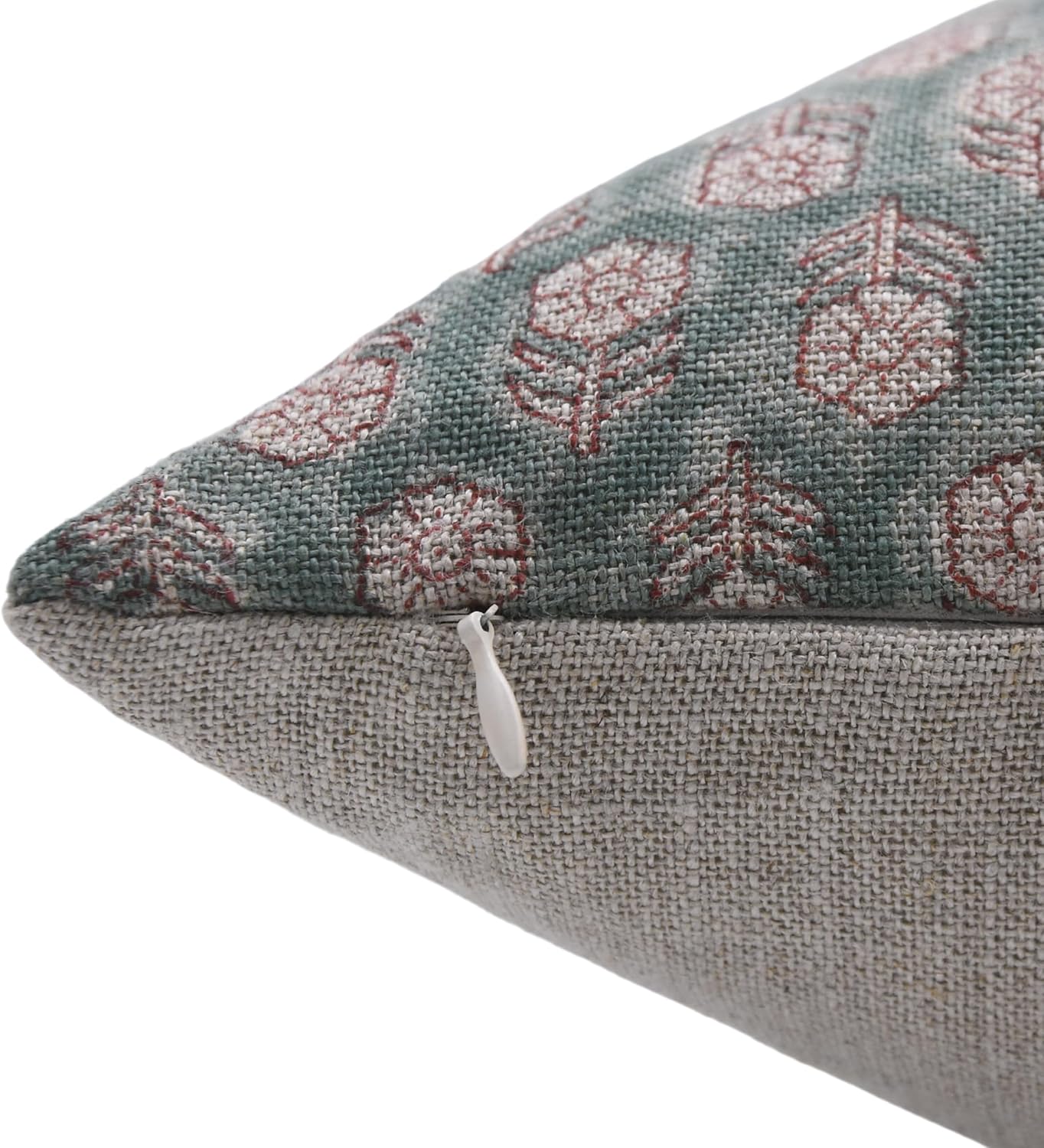 Funda de almohada de lino grueso, almohada para exteriores con estampado de telar a mano, funda de cojín sostenible hecha a mano para sofá y sofá,
