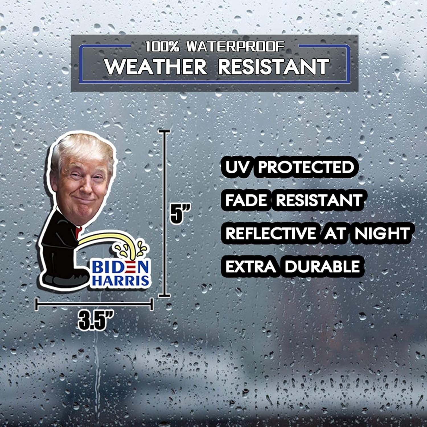 Calcomanías y calcomanías de Trump (paquete de 2), calcomanías de parachoques de Trump orinando en Biden Harris, calcomanías de vinilo divertidas de