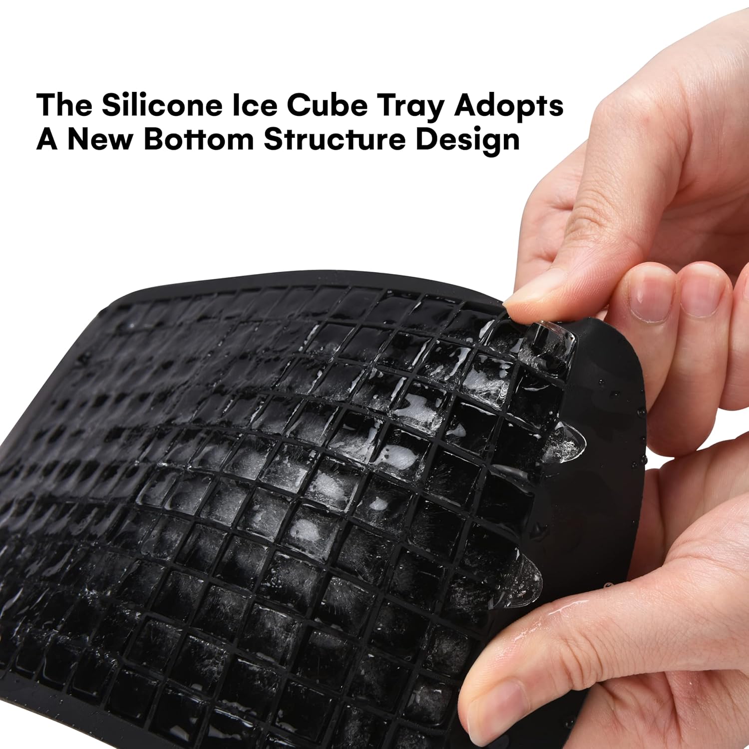 Bandejas de silicona para cubitos de hielo, molde para cubitos de hielo de fácil liberación de 9 x 5 pulgadas, bandeja de hielo negra duradera y