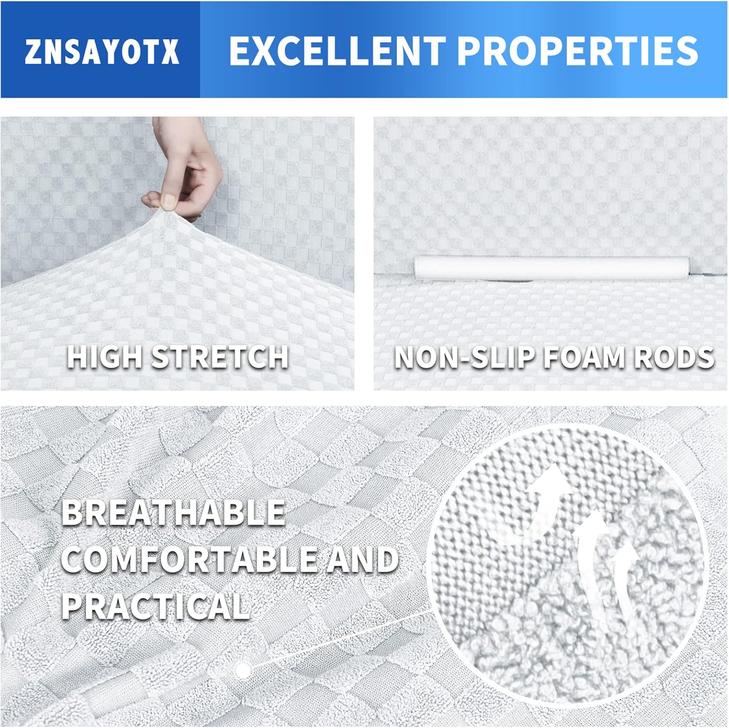 ZNSAYOTX – 1 funda de sofá jacquard para sofás de 3 cojines, de alta elasticidad para mascotas, antideslizante, protector de muebles (grande, blanco)