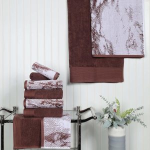 Superior Juego de toallas de algodón de 10 piezas surtidas de color sólido y mármol, incluye 2 toallas de baño, 4 manos, 4 toallas faciales, suaves, Superior Juego de toallas de algodón de 10 piezas surtidas de color sólido y mármol, incluye 2 toallas de baño, 4 manos, 4 toallas faciales, suaves,