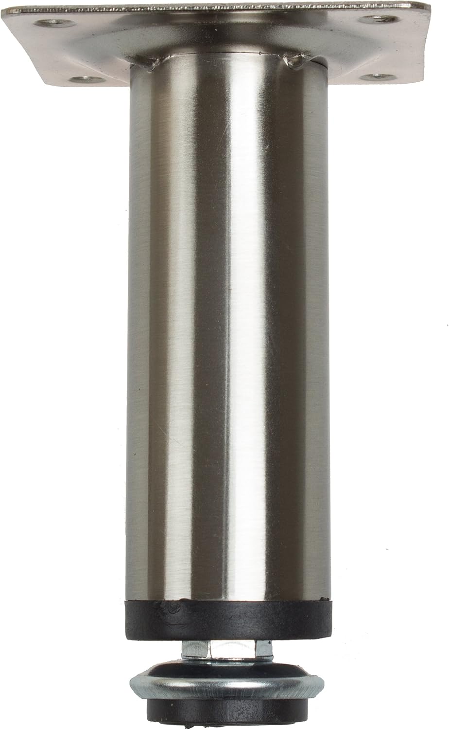 GlideRite Hardware Patas de acero para muebles de 4 pulgadas con tornillo nivelador de níquel satinado, paquete de (4)