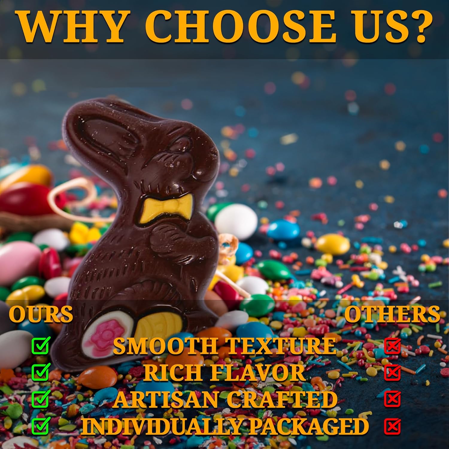 12 unidades de mini dulces de conejo de Pascua de chocolate (3 pulgadas de alto, 1 onza) de caramelo de relleno de cesta de Pascua