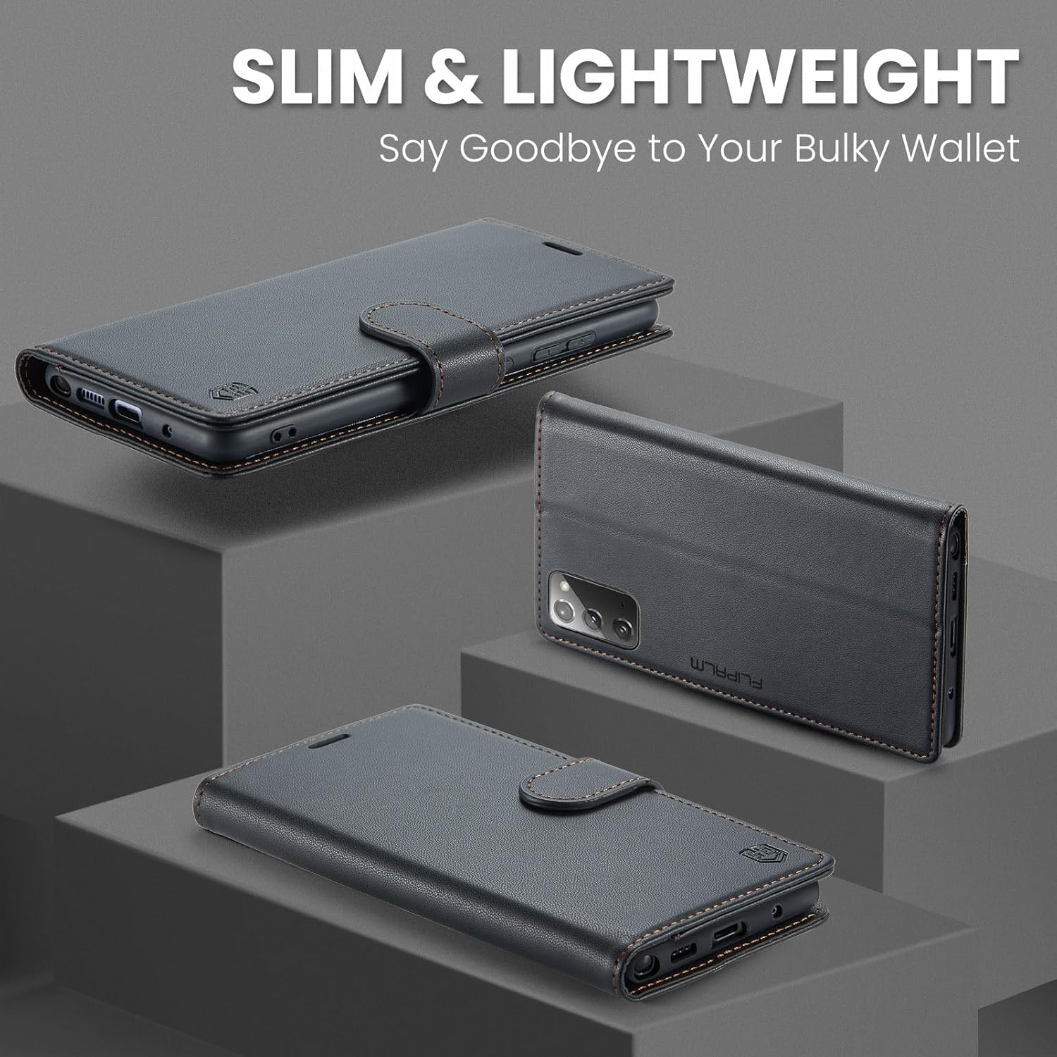Funda tipo cartera para Samsung Galaxy Note 20 5G con bloqueo RFID, soporte para tarjetas de crédito, de piel sintética, función atril, a prueba de