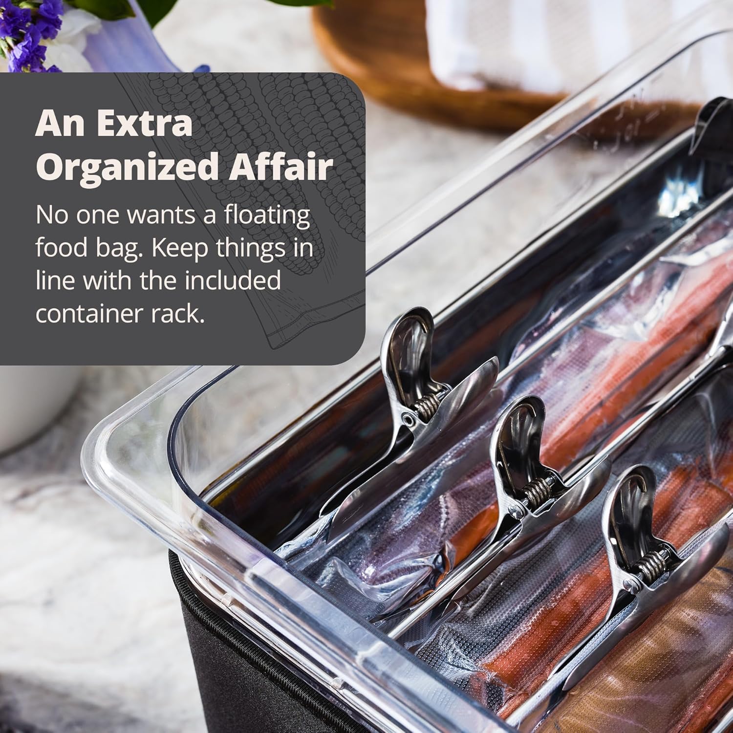 Greater Goods Kit Sous Vide – Contenedor de 12 cuartos de galón, estante de acero inoxidable, funda aislante y tapa, diseñado en San Luis (negro