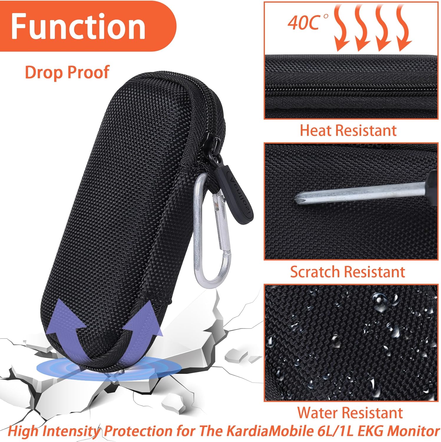 Estuche rígido de repuesto para AliveCor Kardia Mobile ECG Monitor Device 61LSHANREN Monitores de frecuencia cardíaca con organizador de píldoras