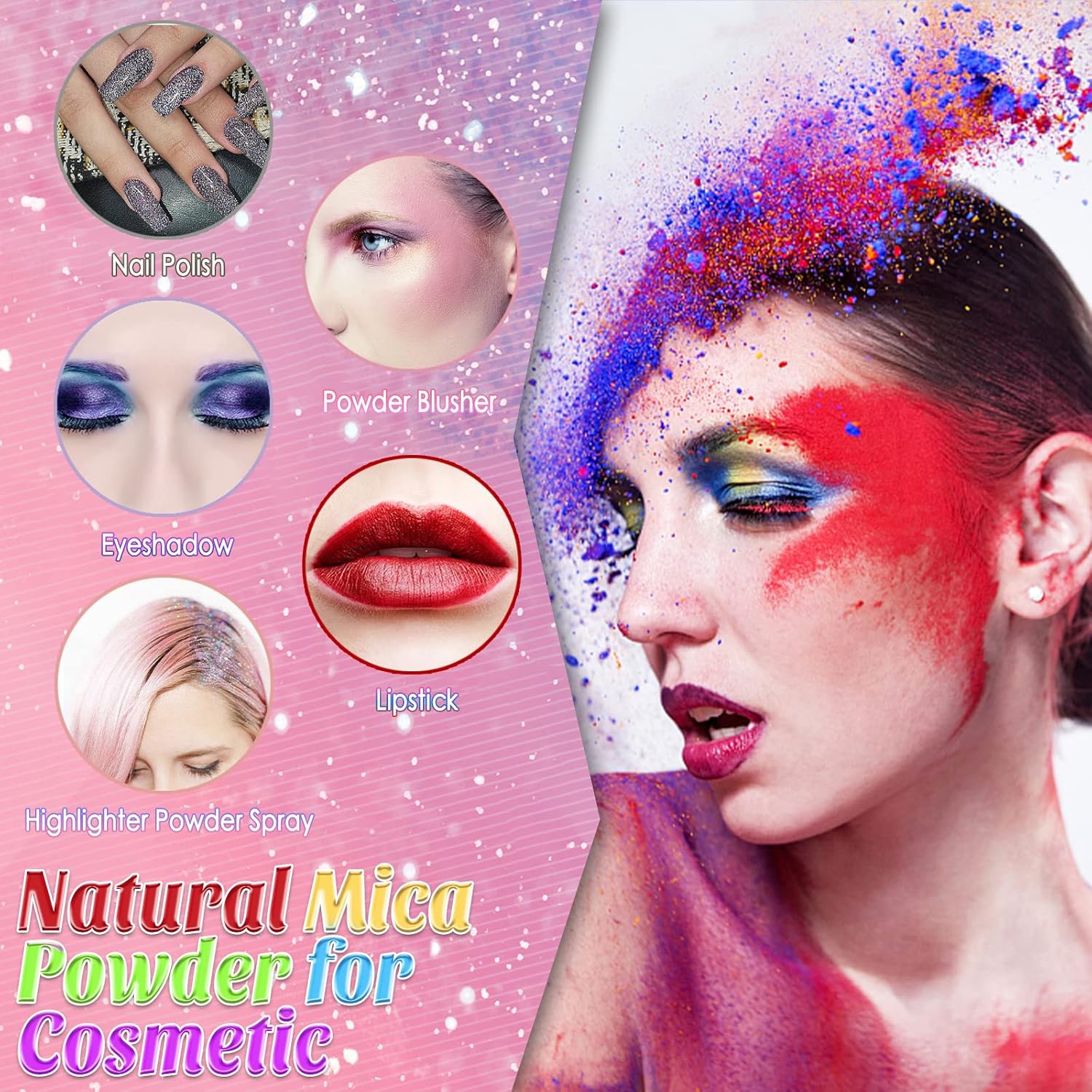 Viza Polvo de mica de grado cosmético, 1.06 onzas  1.06 onzas, pigmento de color diamante, maquillaje con purpurina para uñas, brillo de labios,