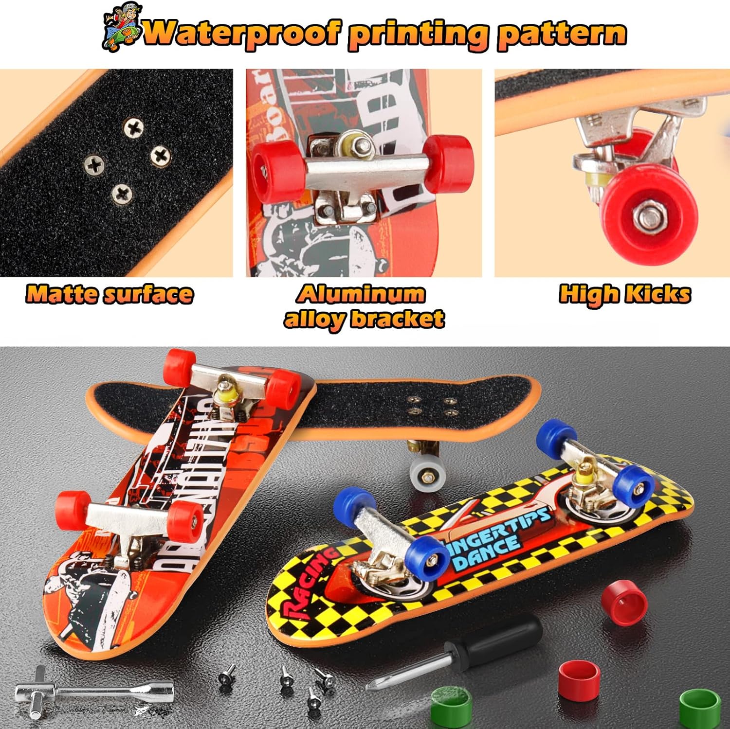 KETIEE Mini rampa de patinetas para dedos kit de patinaje de patinaje con diapasón y mini pantalones cortos de dedo para juego interactivo de