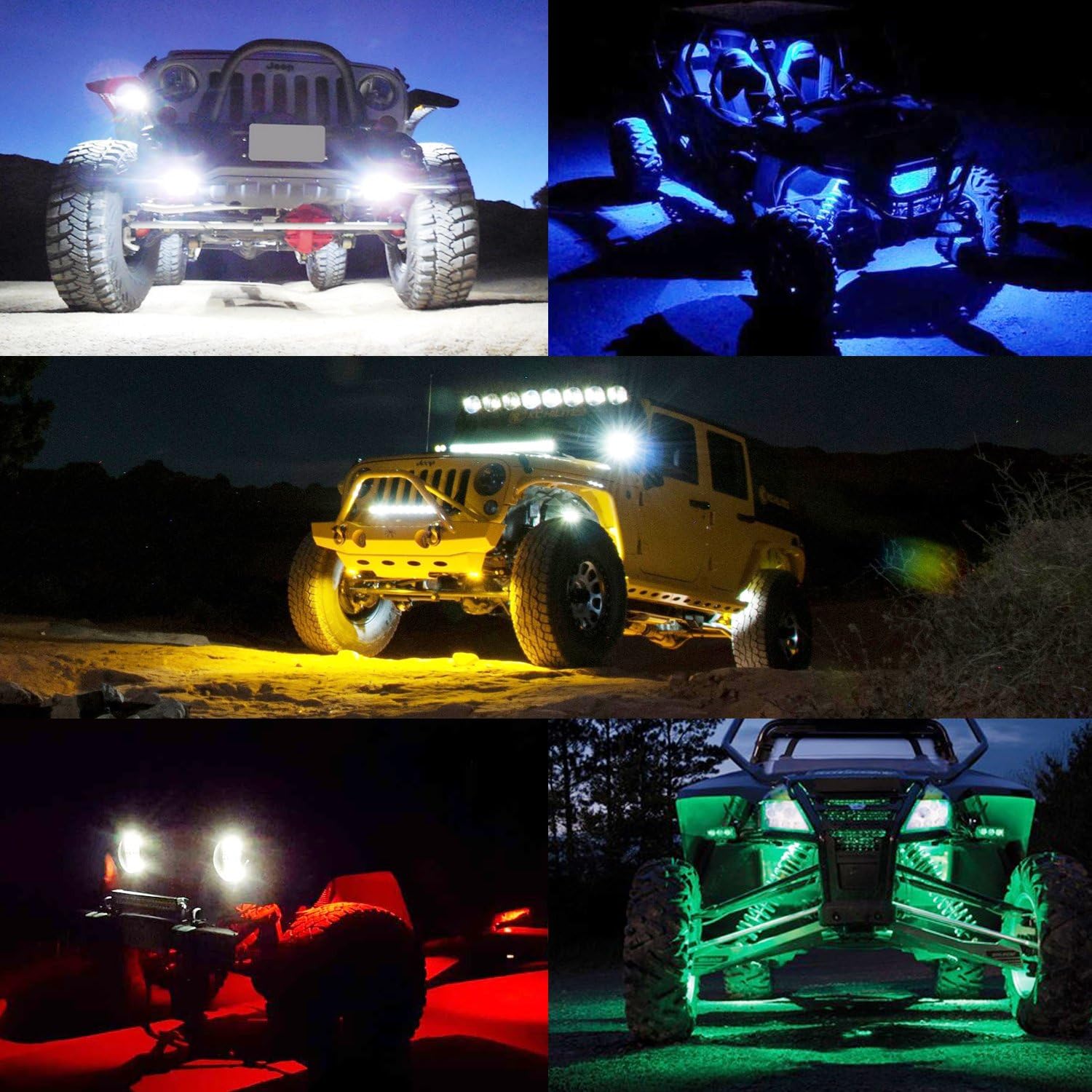 2 pods LED Rock Lights Ampper impermeable LED neón subterráneo luz para coche camión ATV UTV SUV Offroad barco bajo cuerpo resplandor Trail Rig