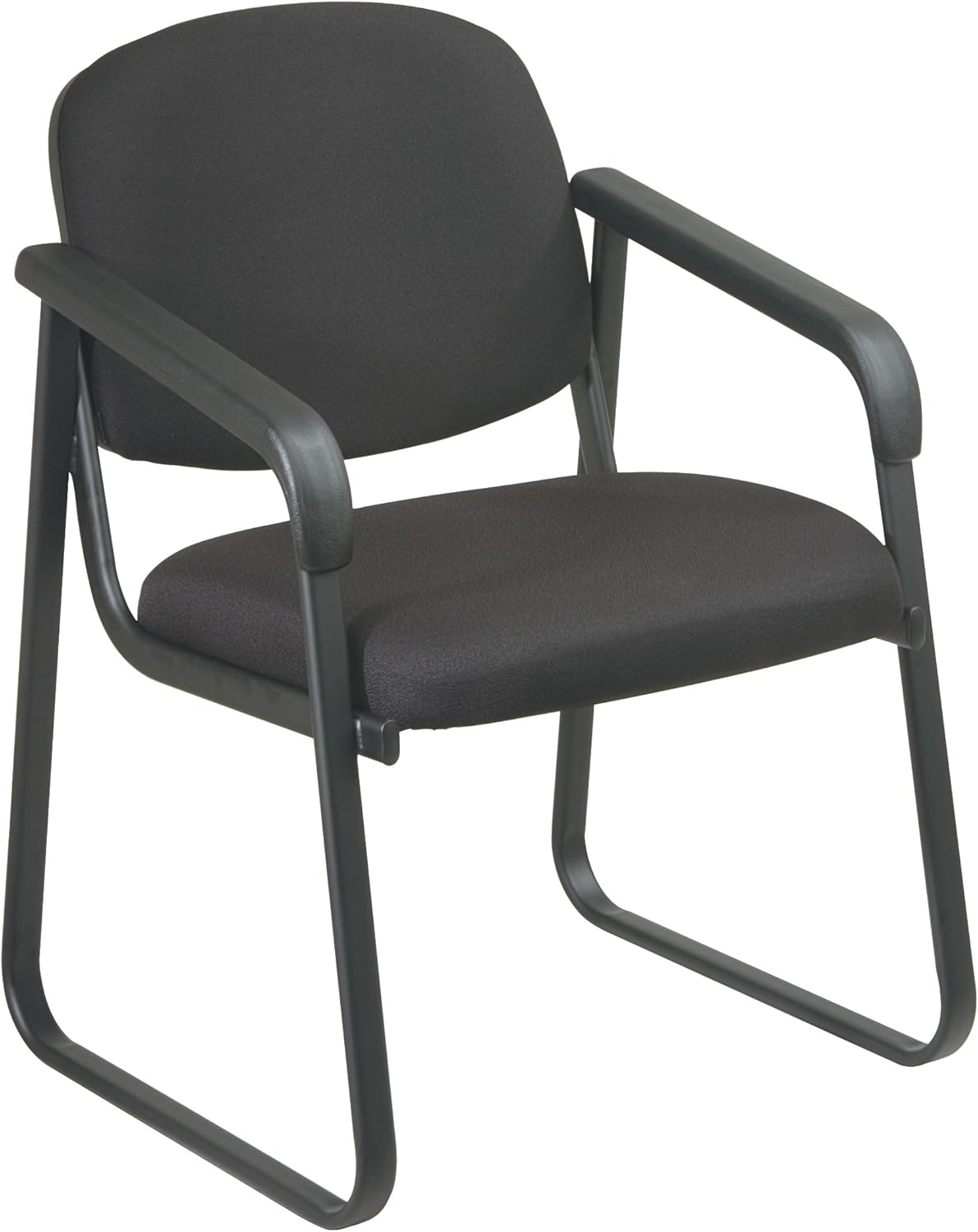 Office Star Visitor’s Deluxe – Silla base con carcasa de plástico de diseño, asiento y respaldo acolchados gruesos, con brazos, color negro icono