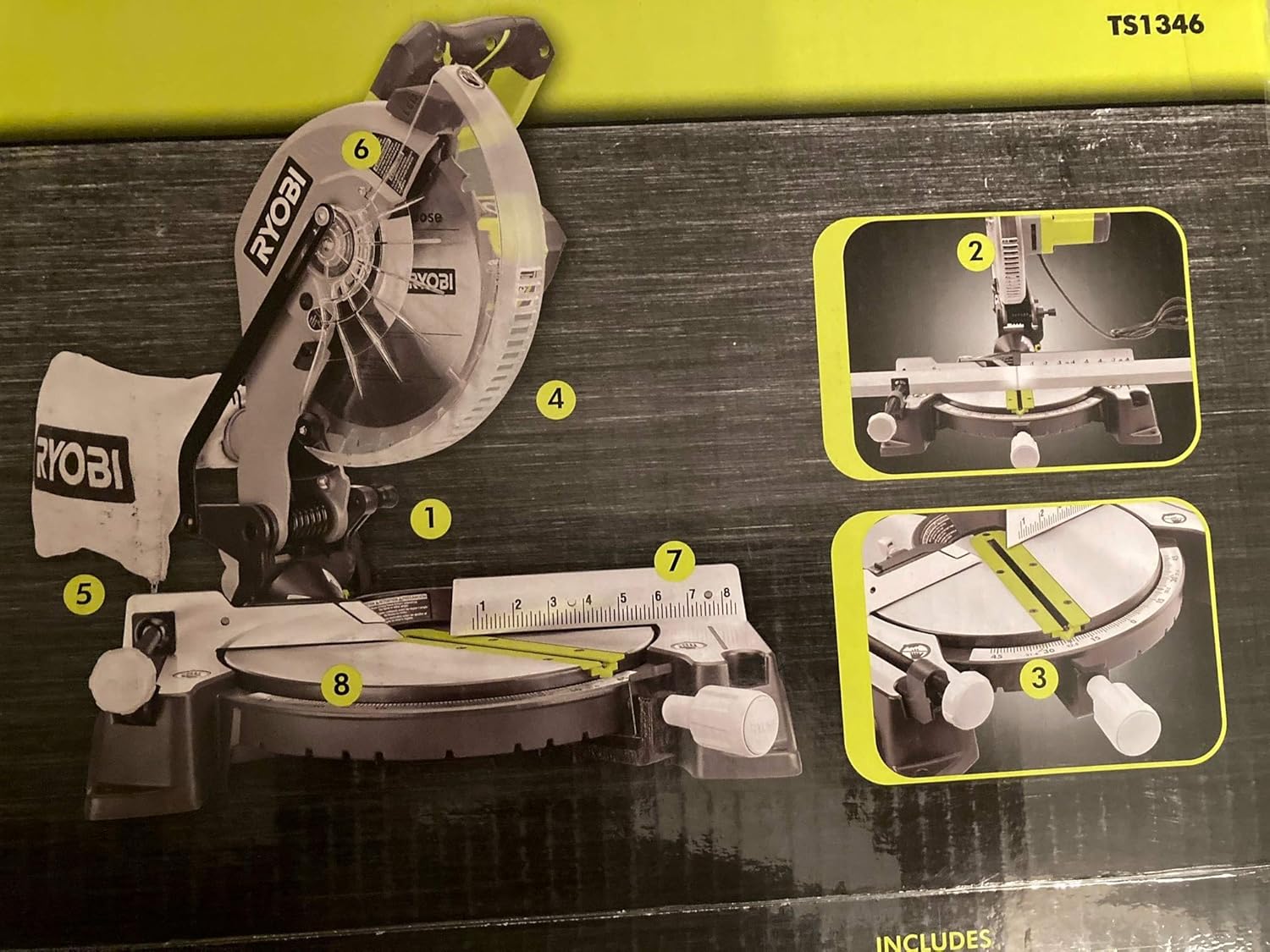 Ryobi Sierra ingletadora compuesta de 10 pulgadas con sierra ingletadora compuesta de 10 pulgadas con LED LED