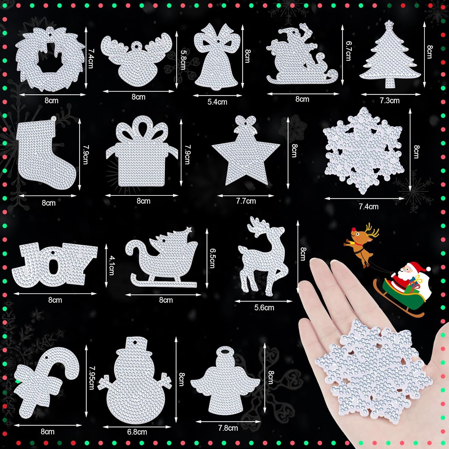 15 piezas de llavero de pintura de diamante de Navidad adornos de pintura de diamantes 5D DIY llavero de pintura de diamantes de Navidad adornos de