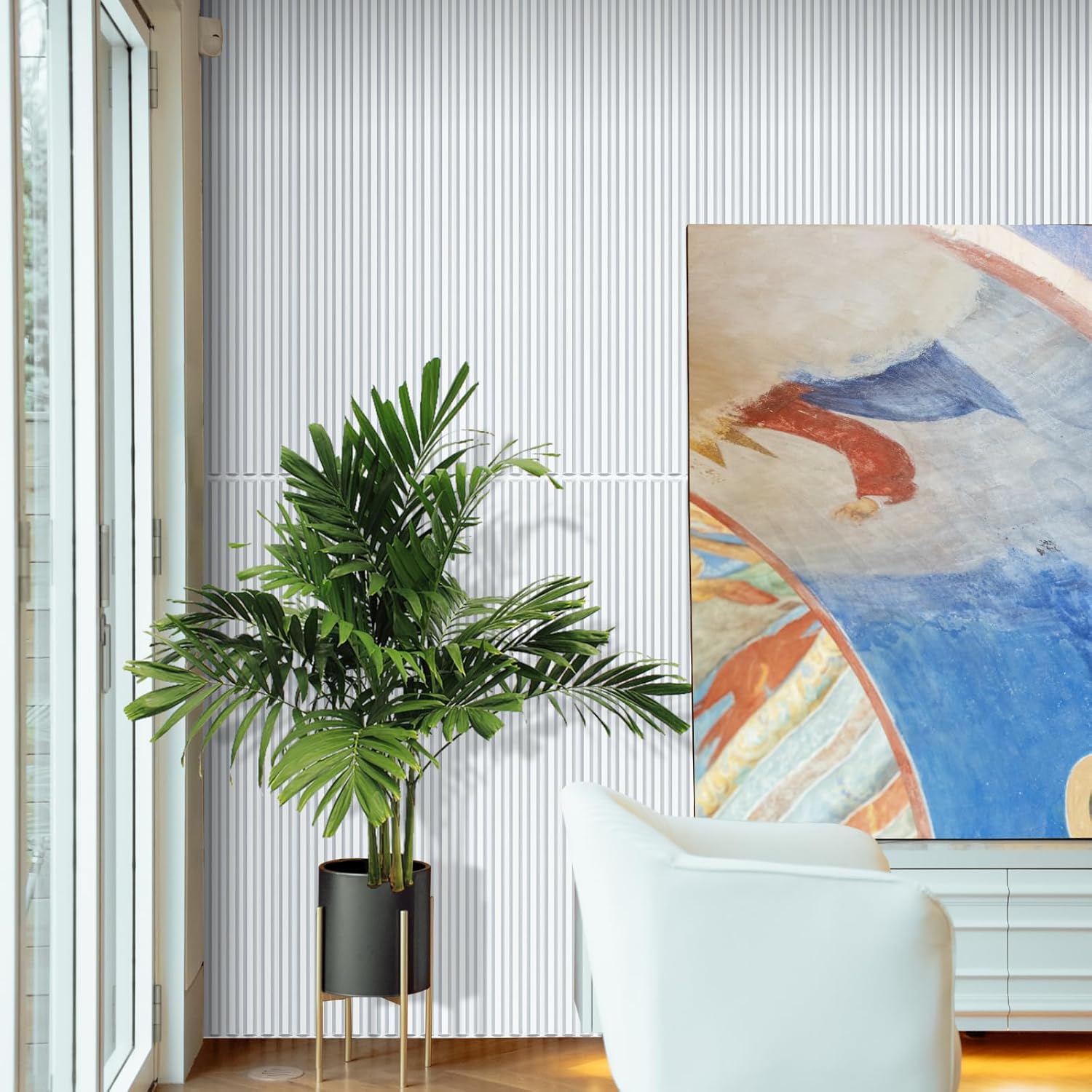 STICKGOO Paquete de 12 paneles de pared con listones, 12 x 48 pulgadas, paneles de pared 3D para despegar y pegar, paneles de pared decorativos para