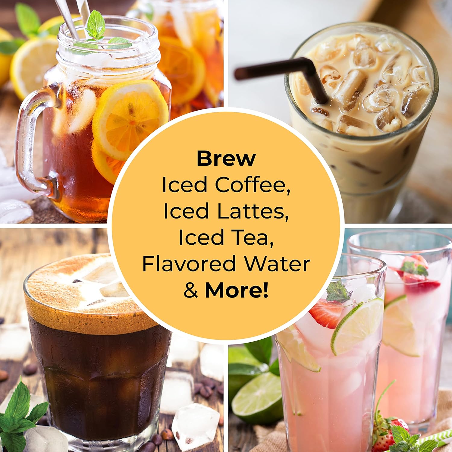 Nostalgia Sistema de preparación de té helado y café de 3 cuartos con jarra de doble aislamiento, selector de fuerza y cámara infusora, también