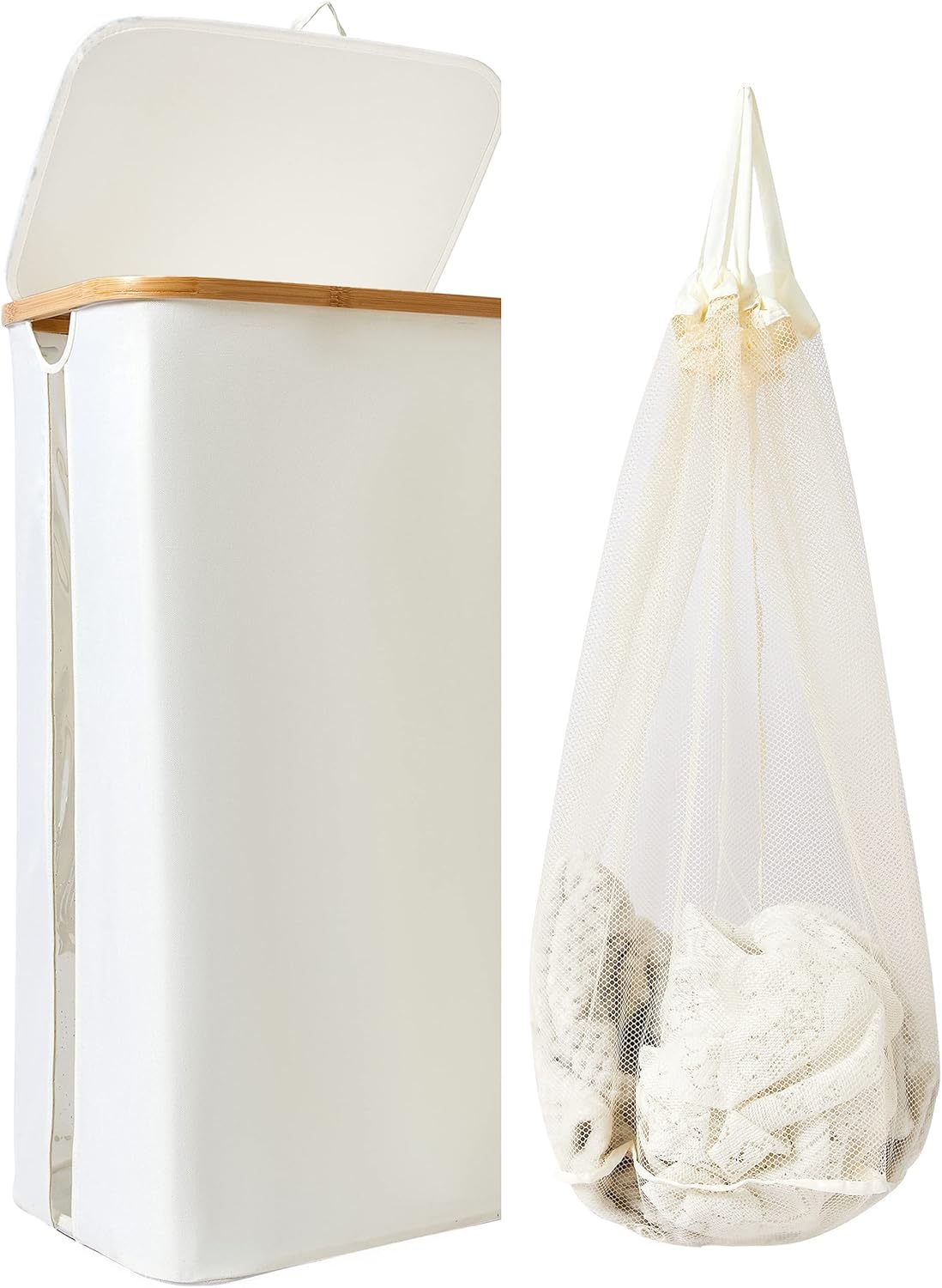 Cesta de lavandería con tapa, cesta grande de lavandería de 100 litros, cesta de ropa con ventana transparente visible, bolsas de lavandería