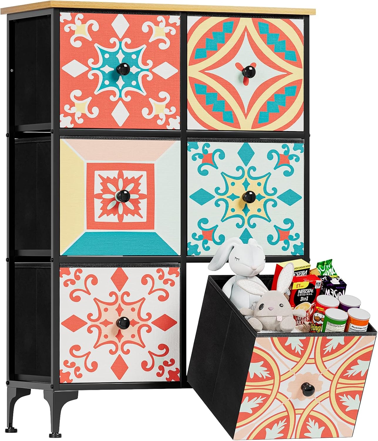 YILQQPER Cómoda para dormitorio, 6 cajones, cómoda y cómoda, organizador alto de cómoda, torre de almacenamiento de tela para armario y guardería,