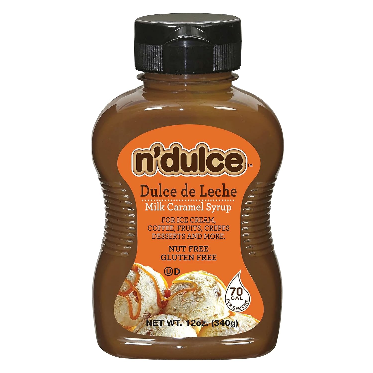 N’DULCE Dulce De Leche Jarabe  Cremas de caramelo  Jarabes para bebidas de café  Textura ligera y sabor rico  Sin gluten  Sin nueces  Jarabe