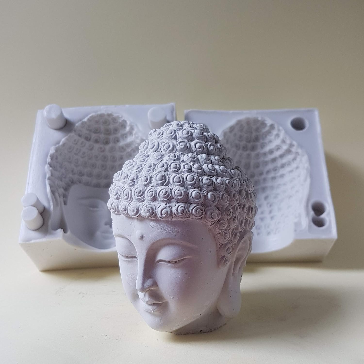 Buddha’s Head – Molde de silicona de porcelana fría para jabón, vela, polímero, arcilla, 3D