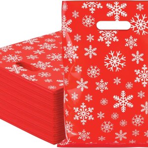MIMIND 150 bolsas de plástico para mercancías de invierno de copos de nieve de 12 x 15 pulgadas, bolsas de regalo reutilizables con asas, bolsas de MIMIND 150 bolsas de plástico para mercancías de invierno de copos de nieve de 12 x 15 pulgadas, bolsas de regalo reutilizables con asas, bolsas de