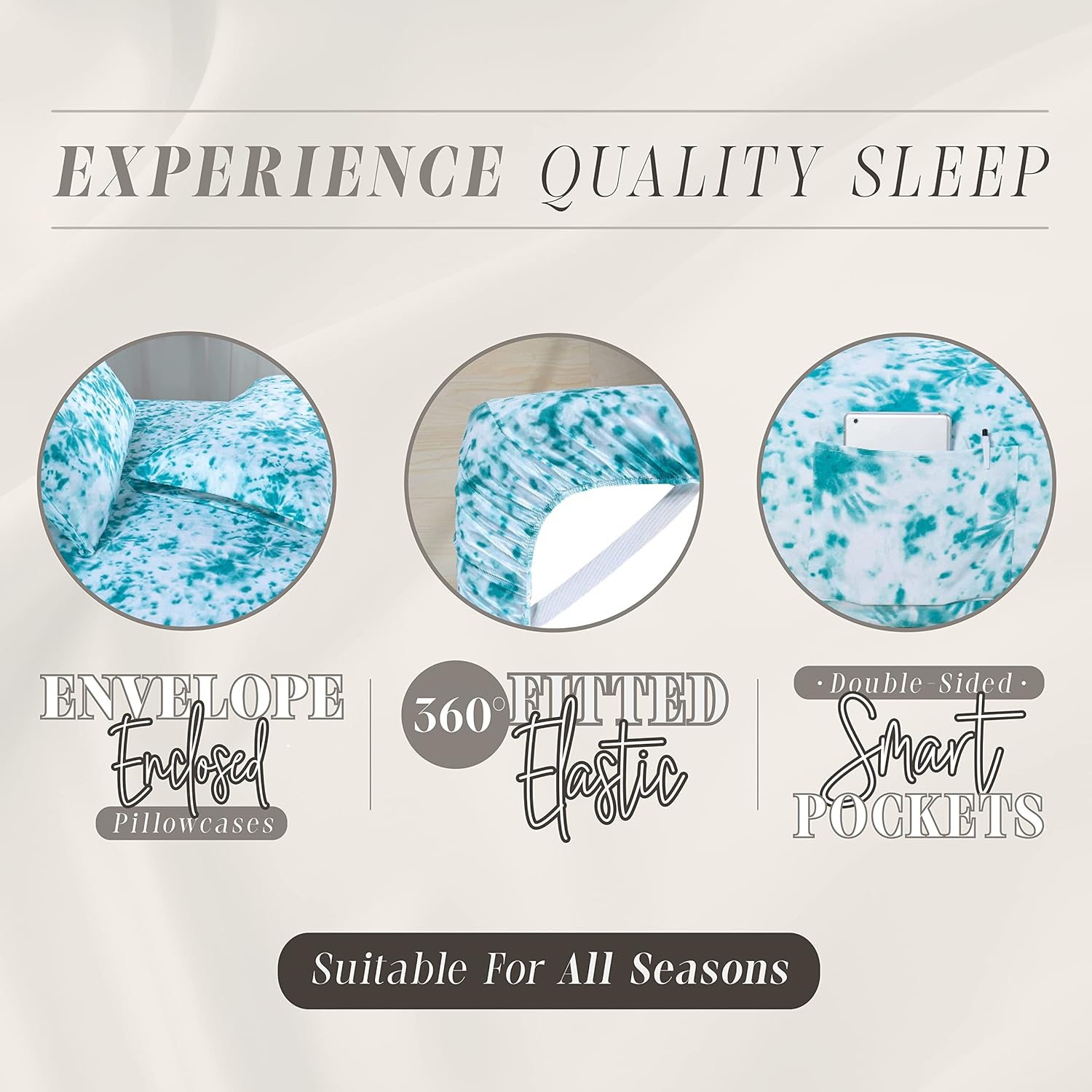 Elegant Comfort Aria Tie-Dye – Juego de sábanas de 6 piezas, 1500 microfibra de calidad prémium hotelera, teñido anudado en espiral, suave,