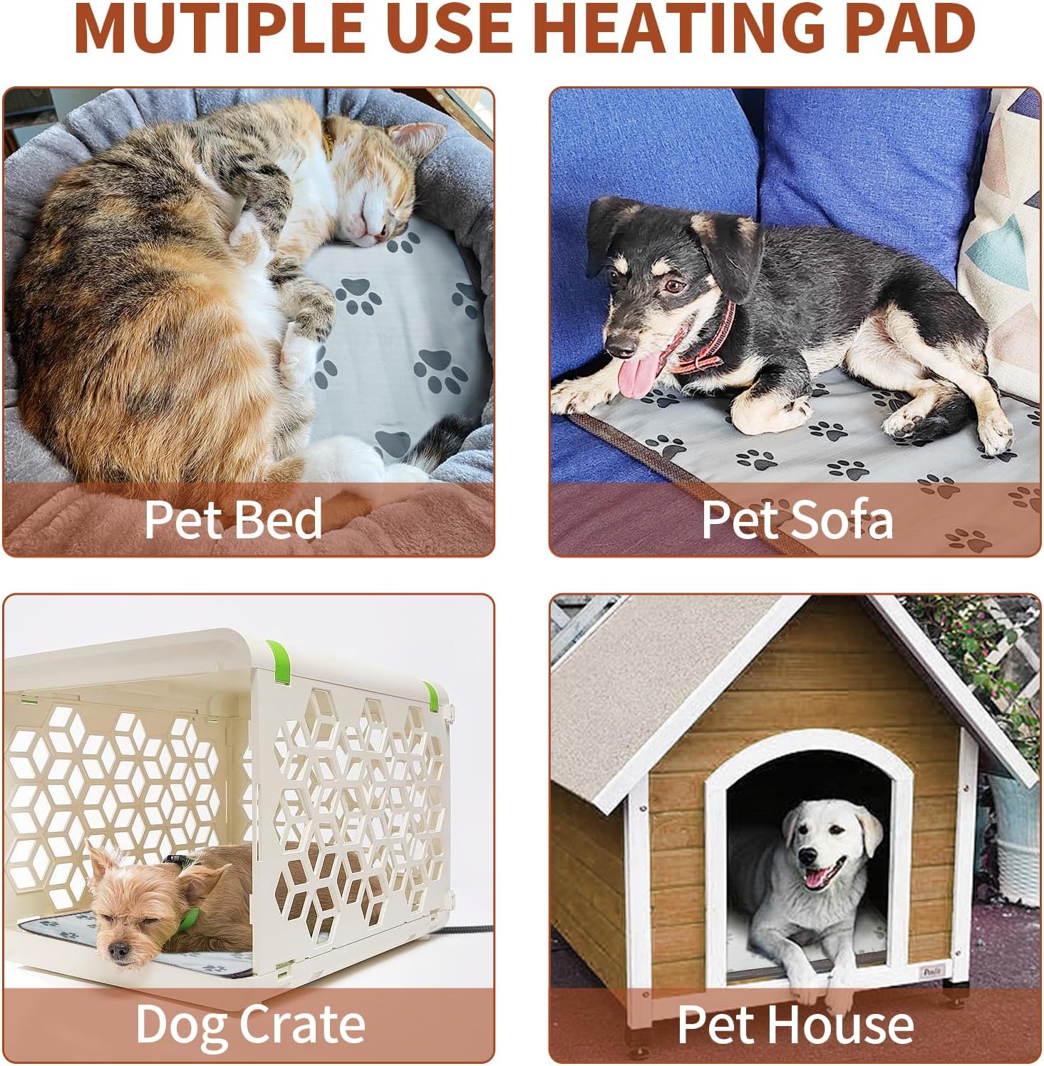 GOLOPET – Almohadilla térmica redonda para gatos de 15 pulgadas, almohadillas térmicas para mascotas para gatos, interruptor de termostato