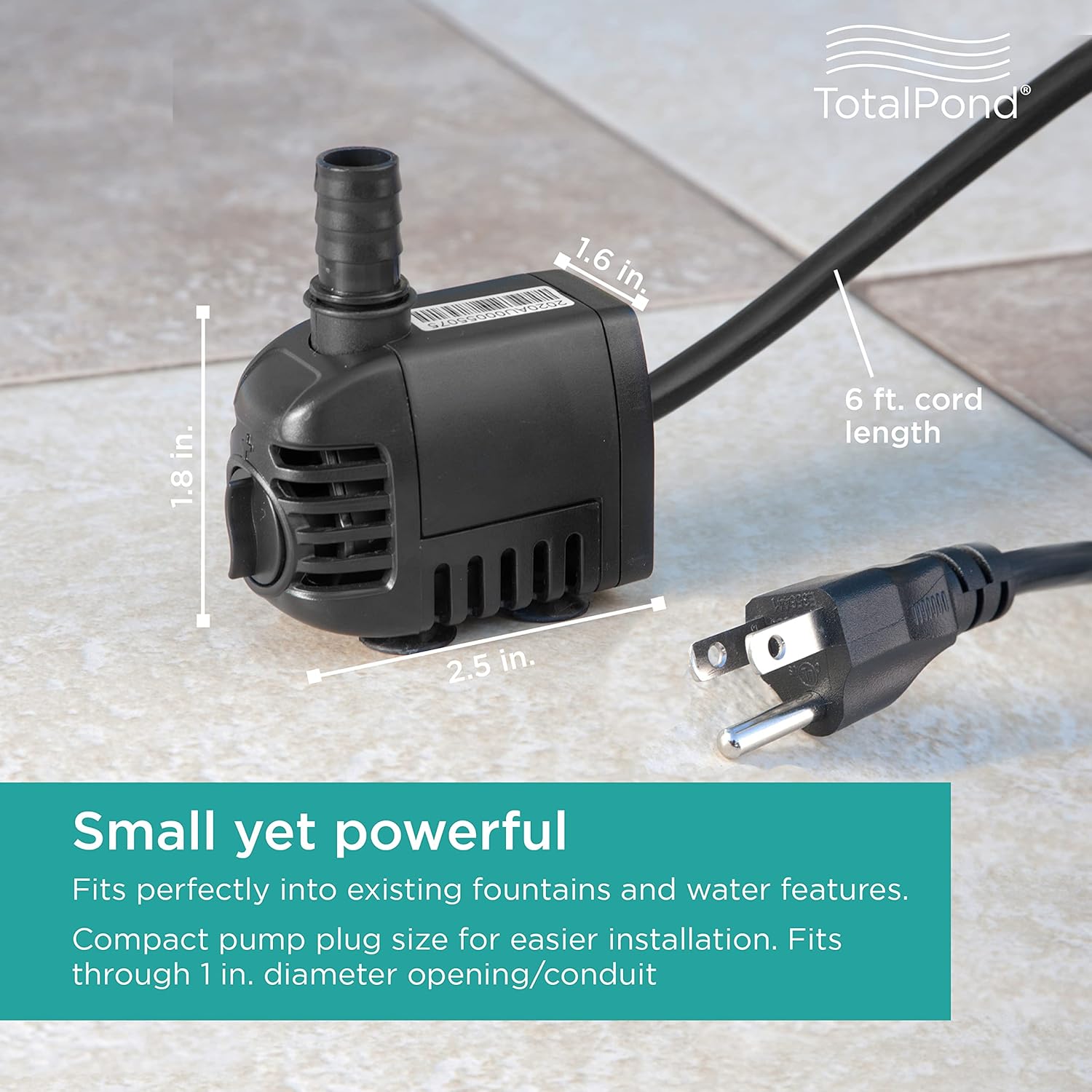 TotalPond bomba para fuentes 70 gal por hora, 70 GPH bomba de fuente