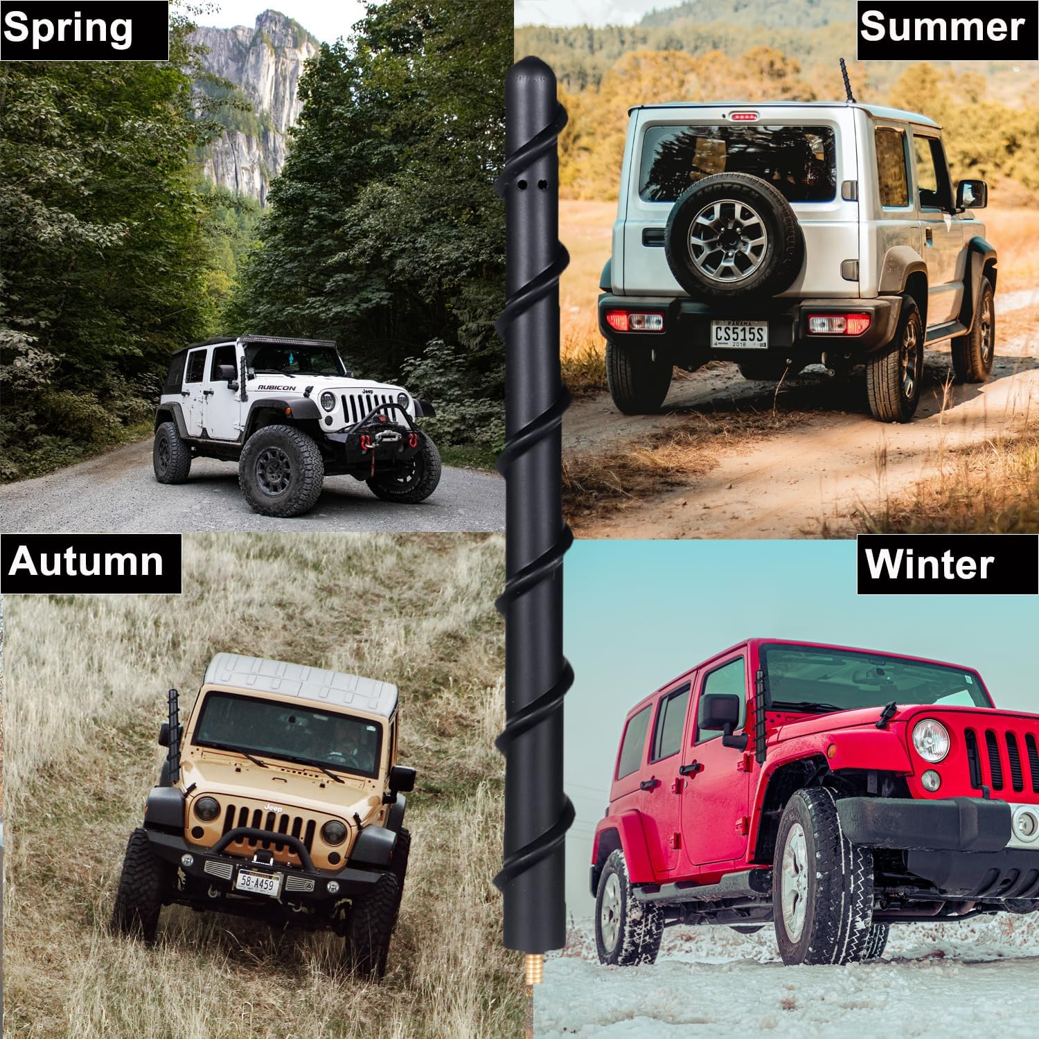 Antena corta compatible con Jeep Wrangler JK JKU JL JLU Rubicon Sahara Gladiator 2007-2023, repuesto de antena en espiral de 7 pulgadas diseñada