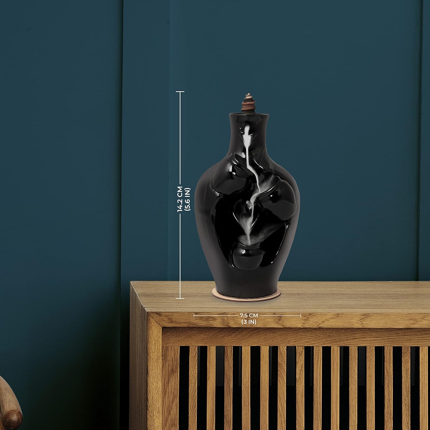 AAKRITI Quemador de incienso  100% ecológico  Decoración del hogar  Basado en Feng Shui  Quemador de reflujo de cerámica tradicional  Perfecto para
