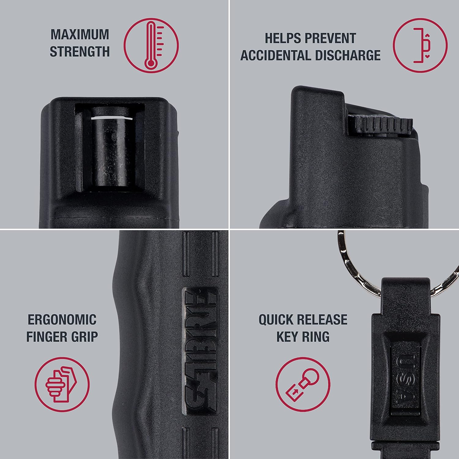 SABRE Kit de seguridad personal con spray de pimienta y alarma personal 2 en 1 con luz LED, 0.54 onzas líquidas, 25 ráfagas, alarma de 130 dB,