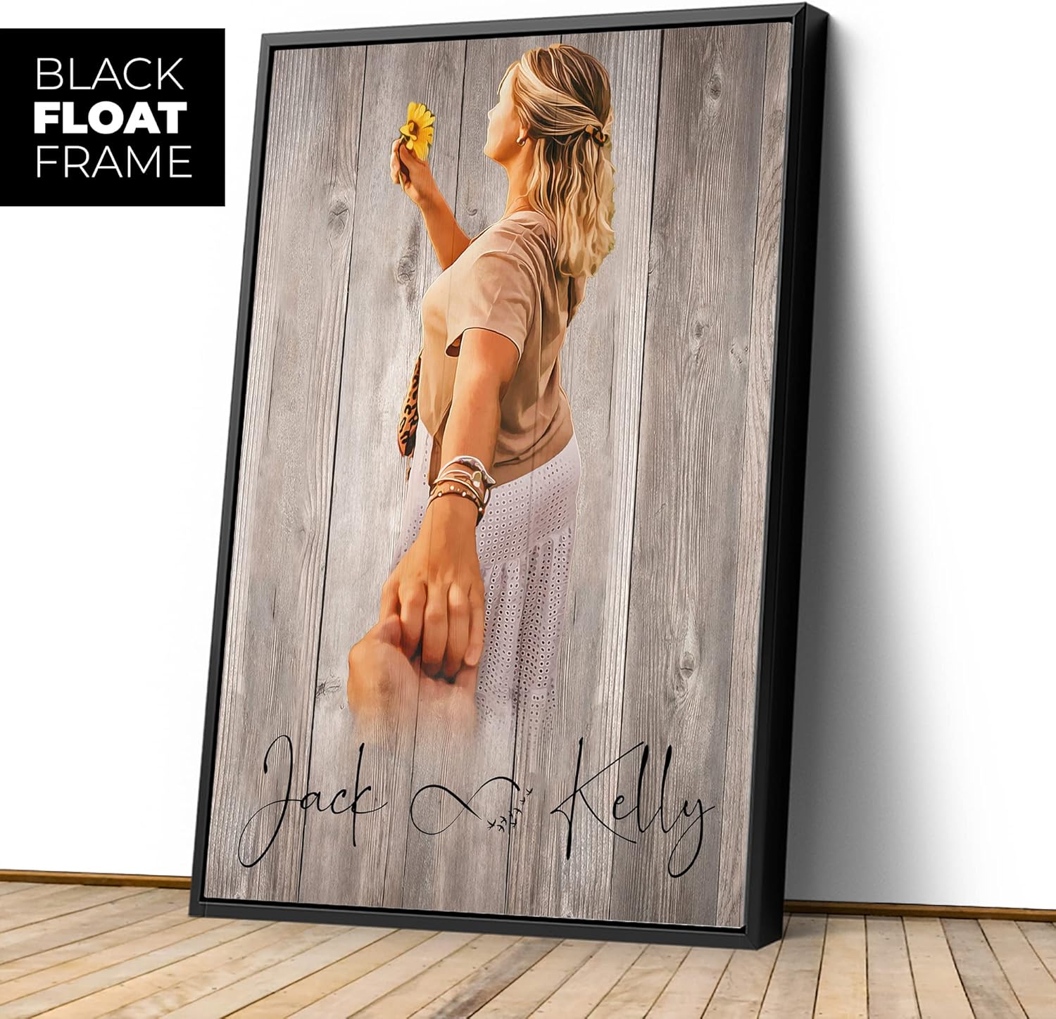 Awesometik Retrato personalizado de pintura fotográfica sobre impresión de madera Retrato de boda Regalo de boda Ilustración de boda Retrato de