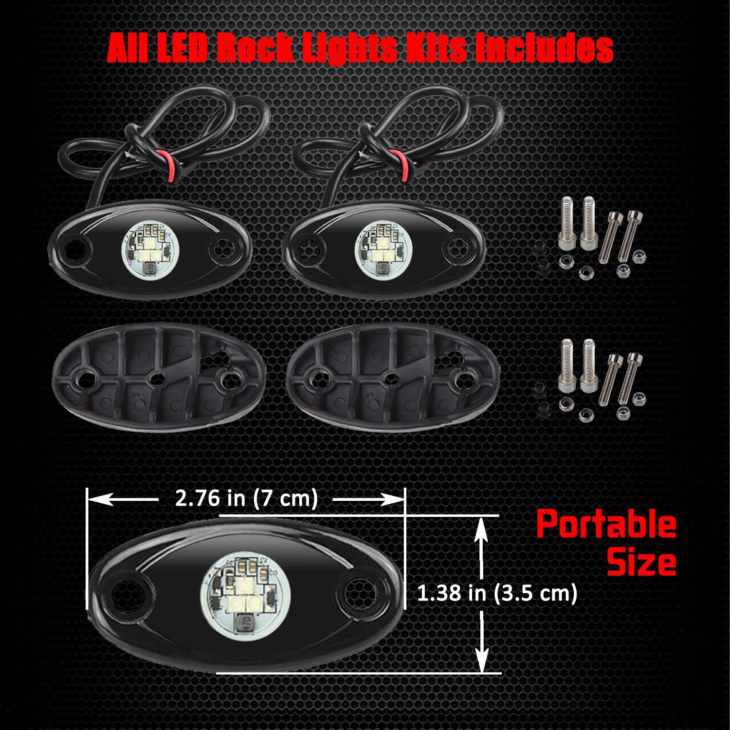 2 pods LED Rock Lights Ampper impermeable LED neón subterráneo luz para coche camión ATV UTV SUV Offroad barco bajo cuerpo resplandor Trail Rig
