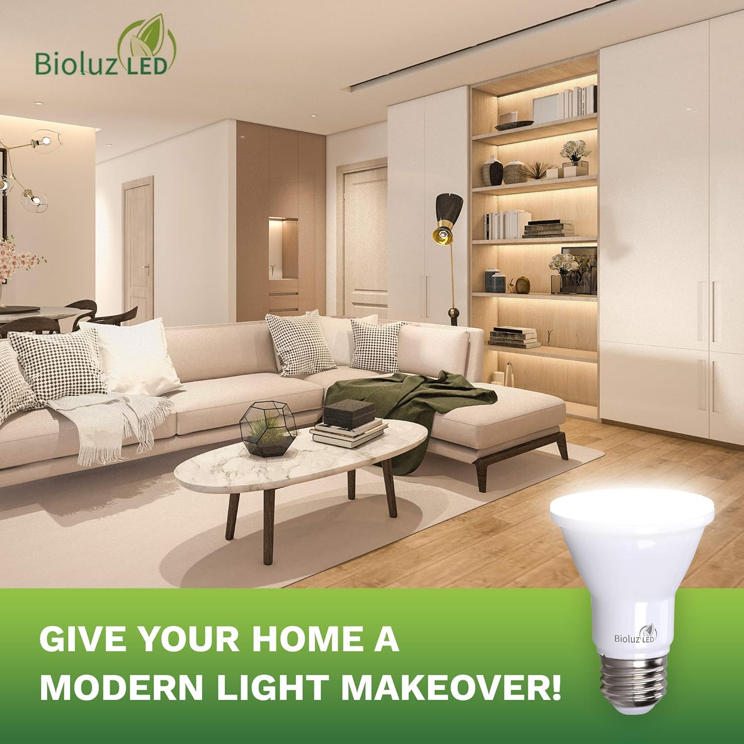 Bioluz LED Bombillas LED PAR20 5000K 90 CRI 5.5W  75W de repuesto 500 lúmenes lámpara regulable  Listado UL y Título 20 (5000 K luz diurna, 8